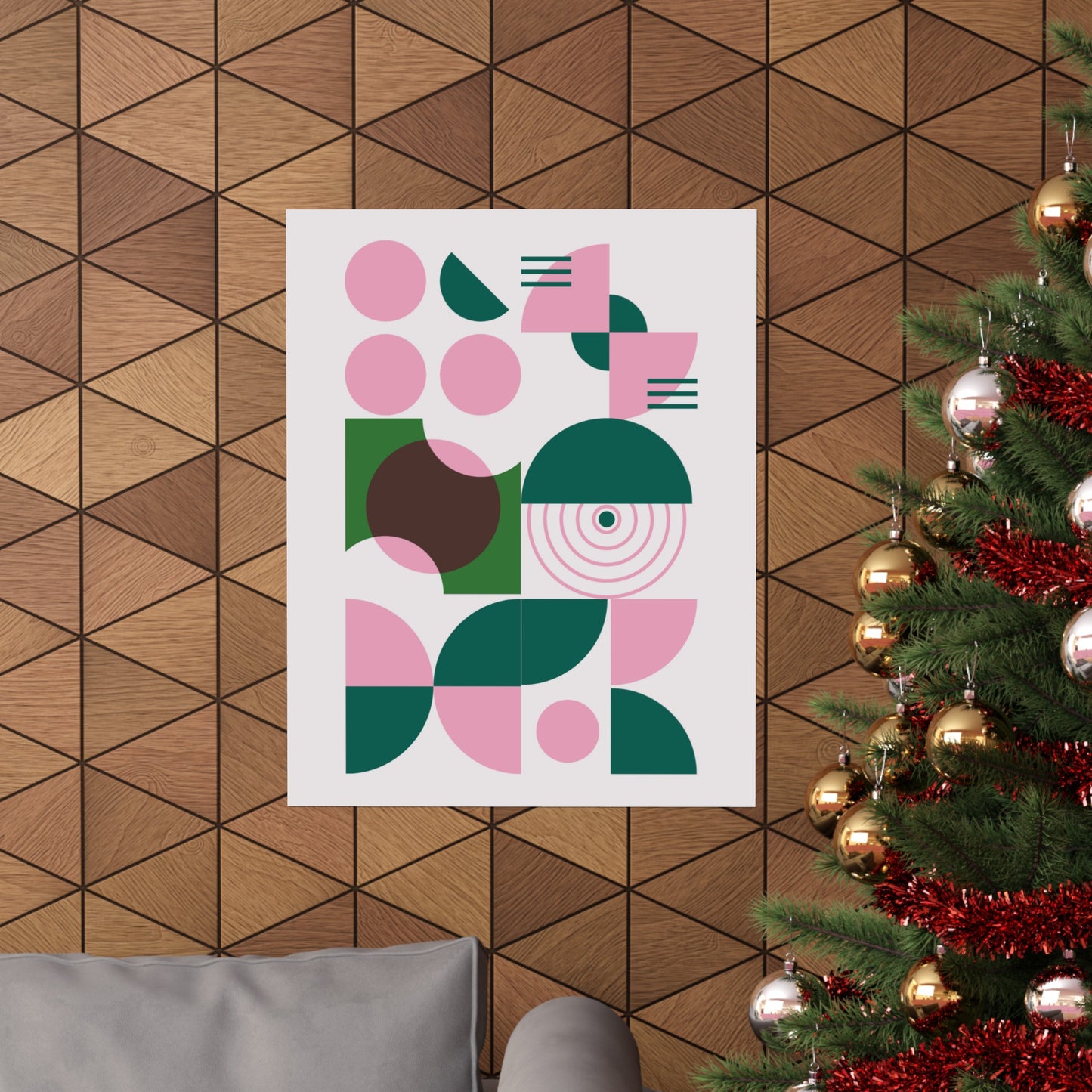 Circles in Green and Pink Illustration Vertical Poster