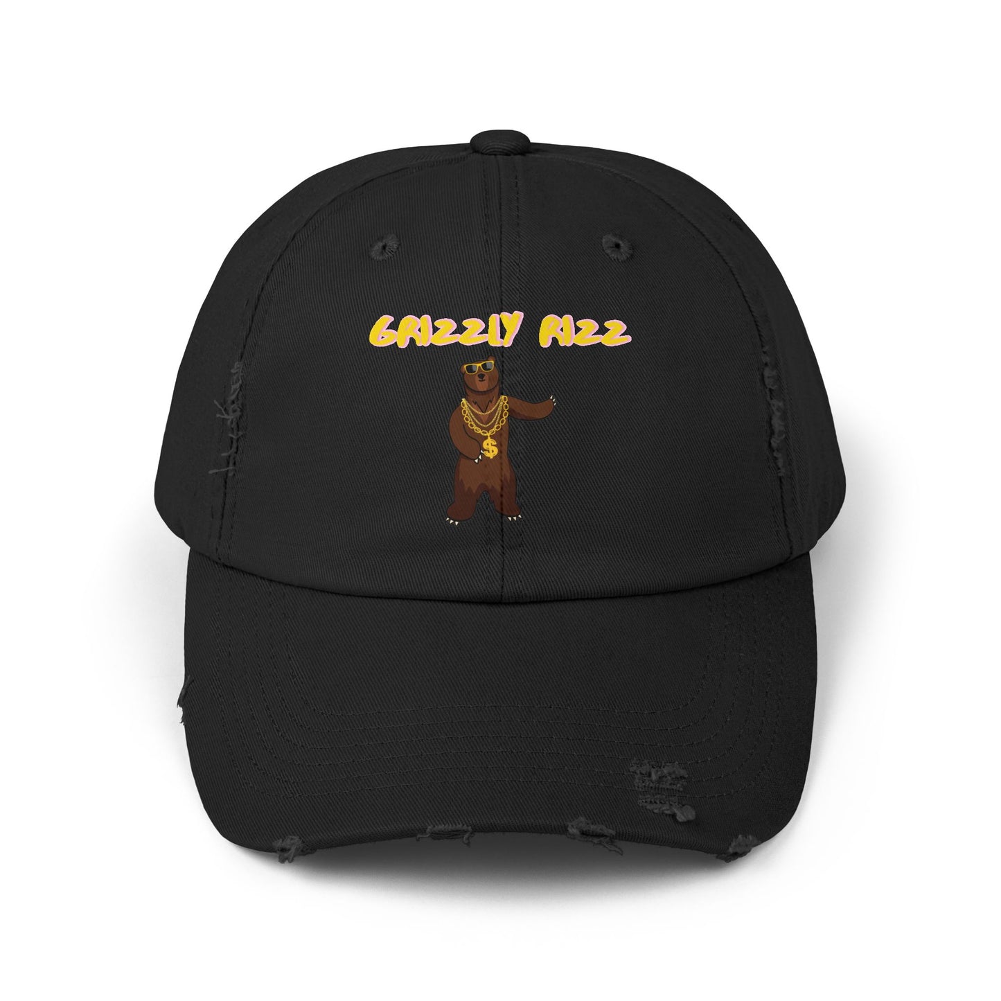 Grizzly Rizz Bear Unisex Distressed Cap