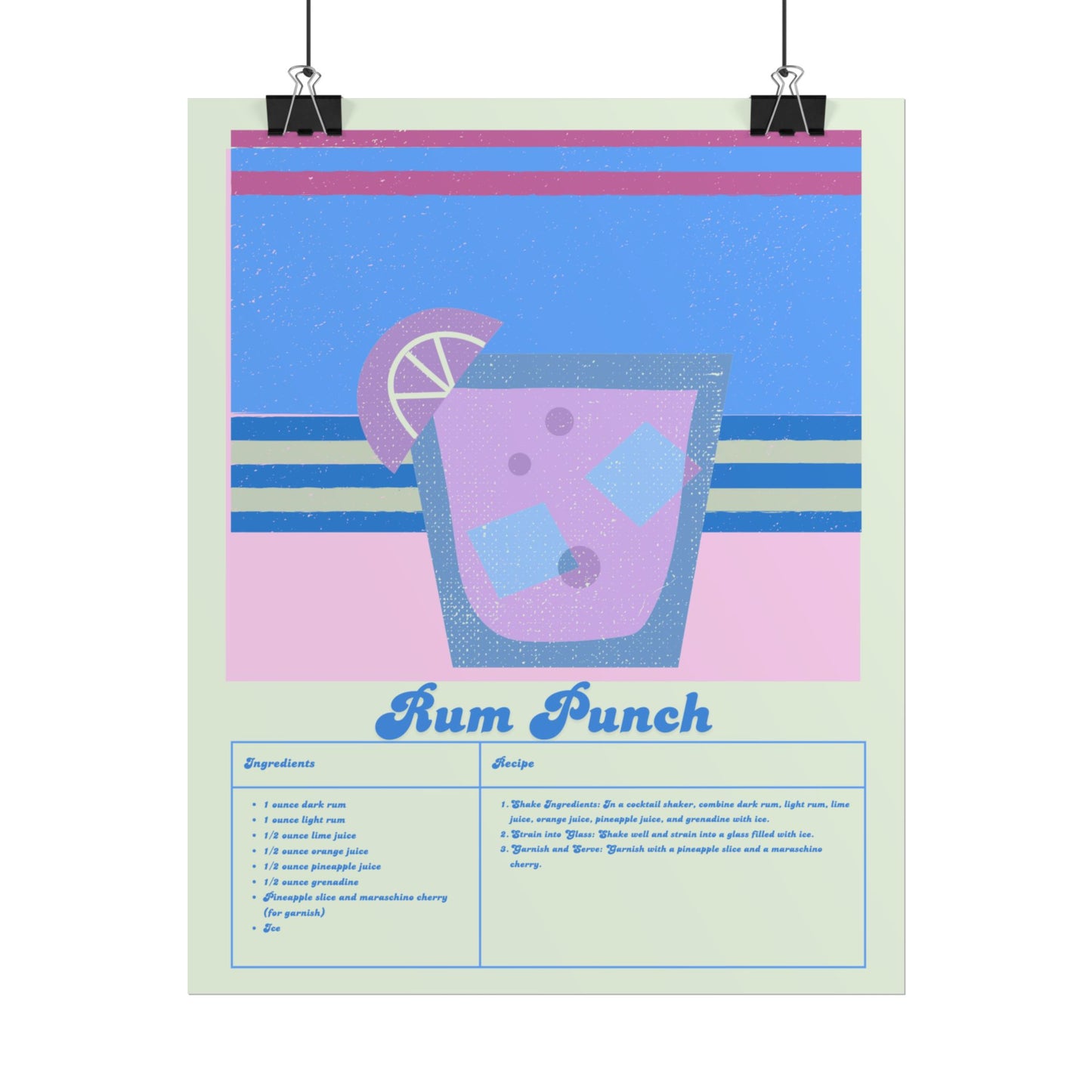 Rum Punch Illustration Vertical Poster SMALL EU