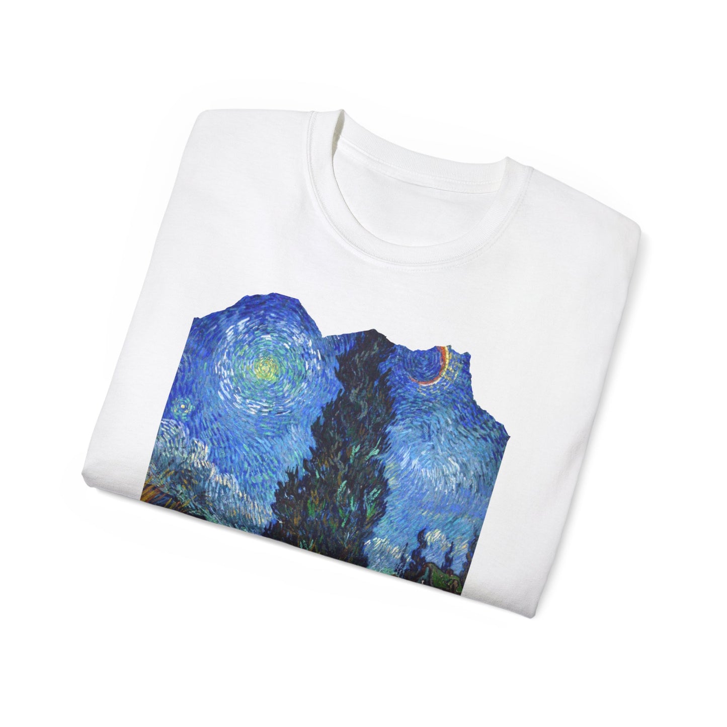 Camiseta de algodón ultradelgada de Vincent Van Gogh, Road with Cypresses and Star 1890 EU