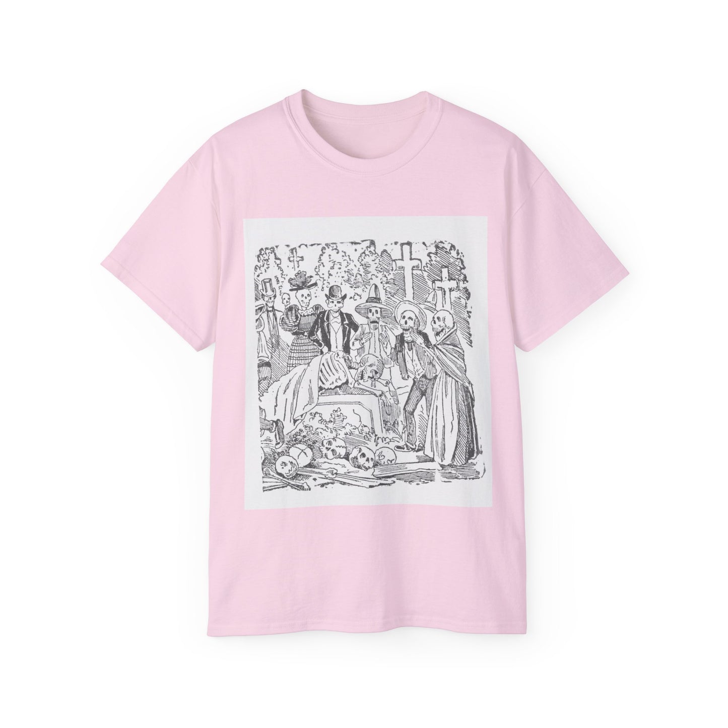 José Guadalupe Posada Un esqueleto con una sábana llorando en un cementerio 1880-1910 Camiseta unisex de algodón ultra fino UE