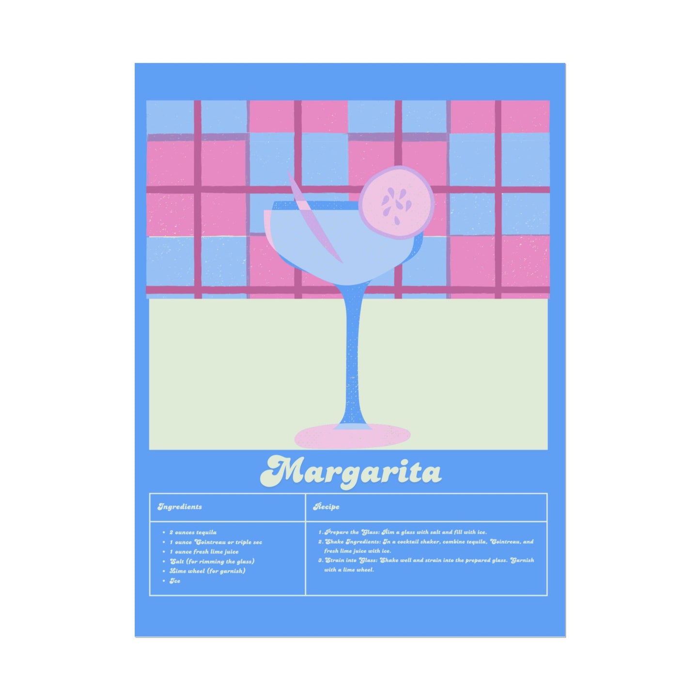 Margarita Illustration Vertical Poster  LARGE EU