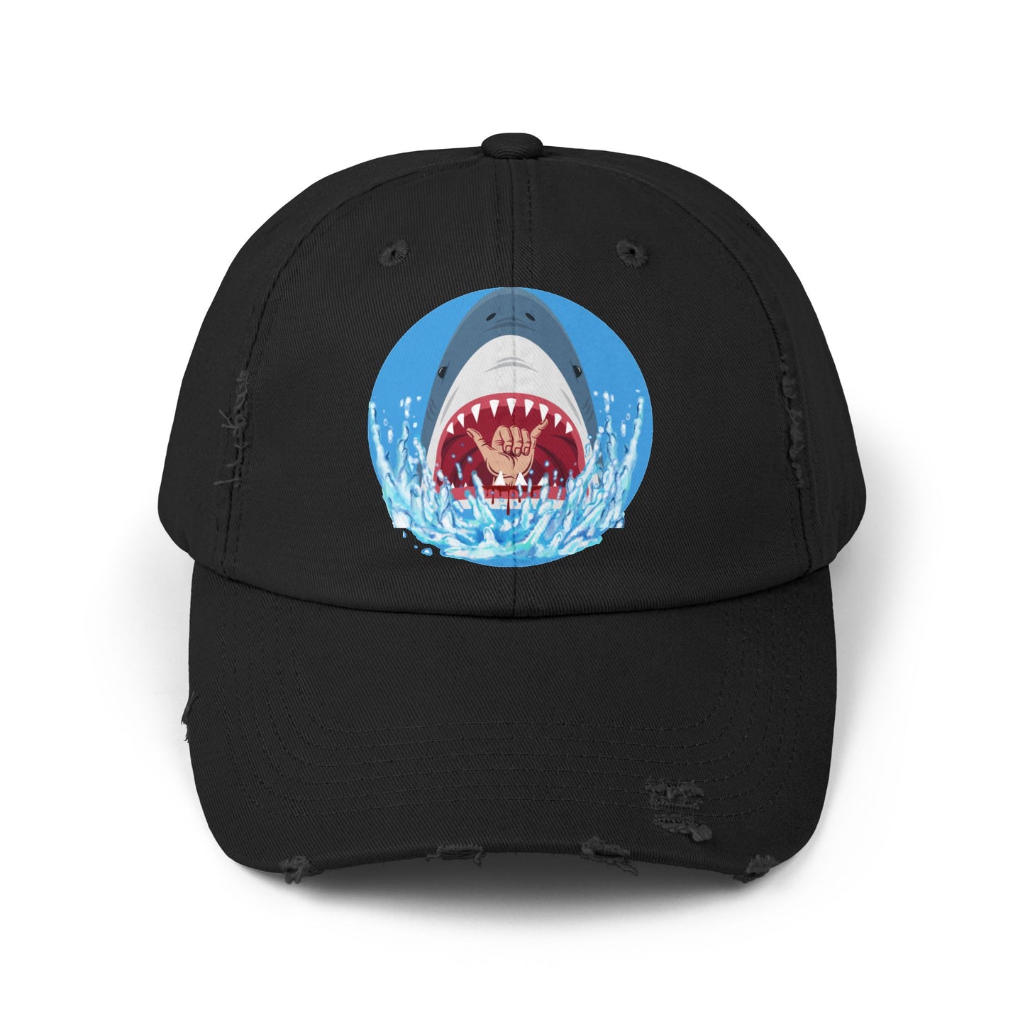 Surfin' Shark Unisex Distressed Cap