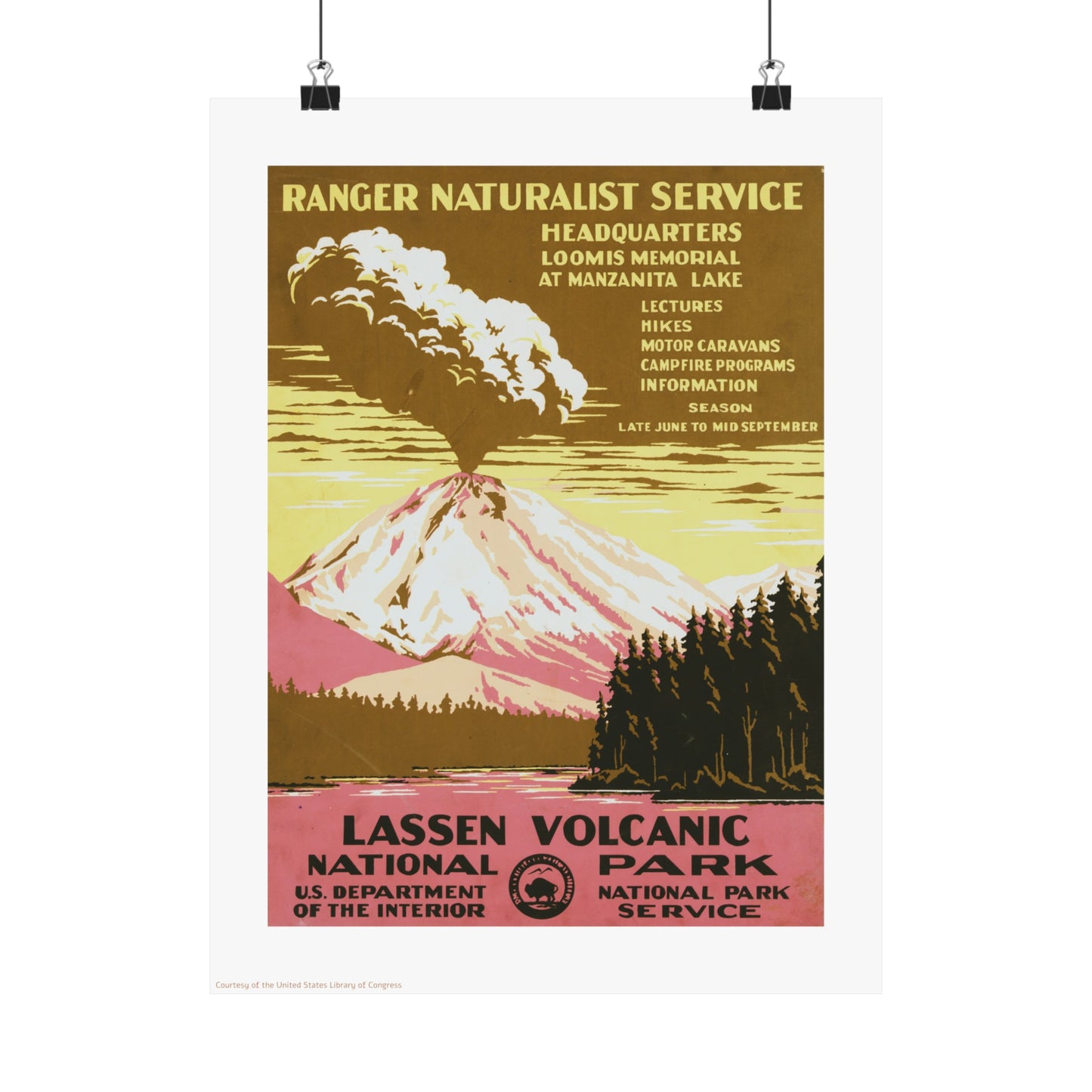 Lassen Volcanic National Park Illustration Vertical Poster