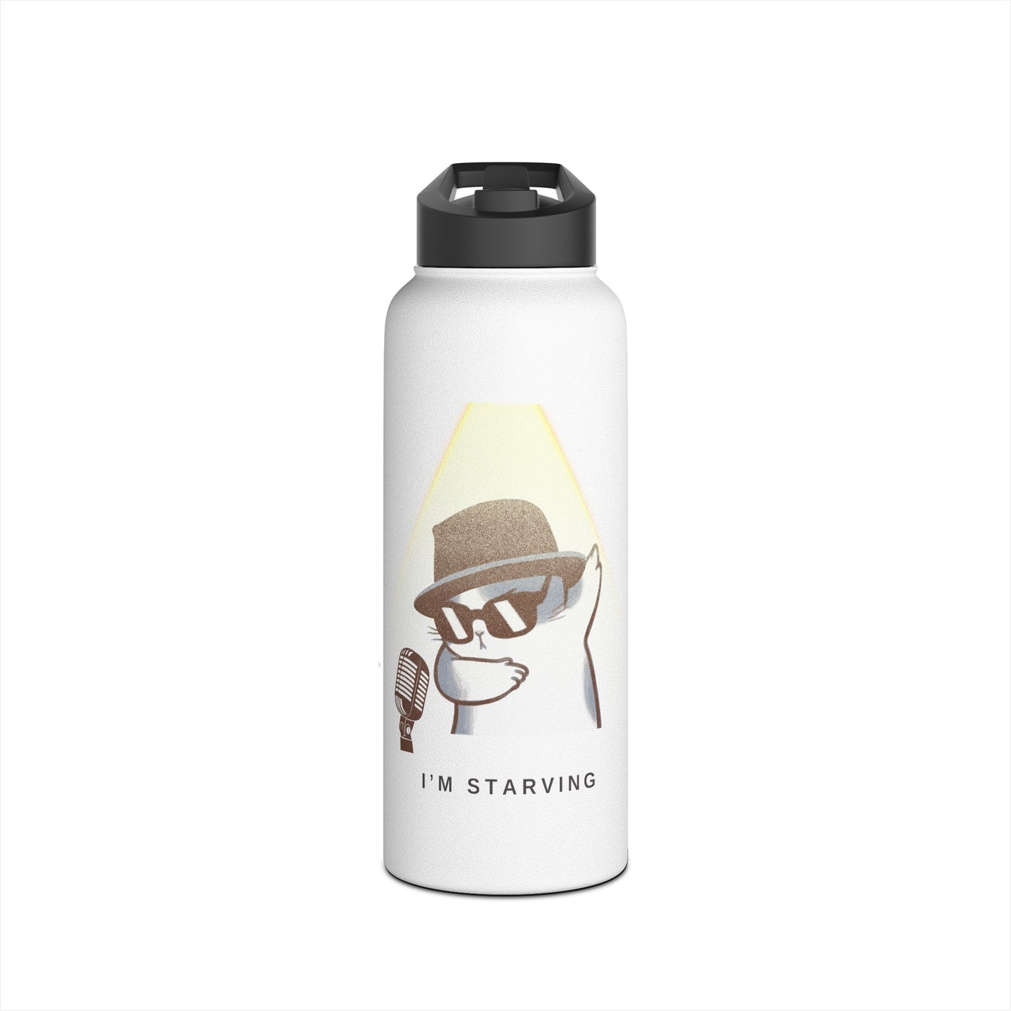 Blues Cat Stainless Steel Water Bottle, Standard Lid