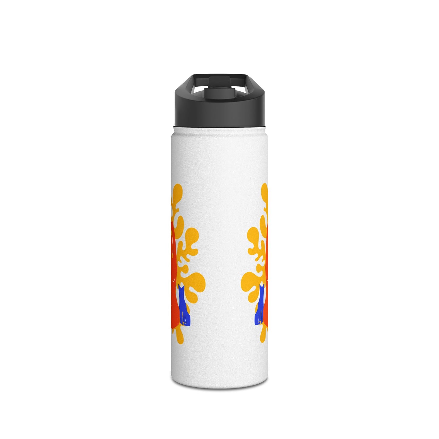 Woman, Plant, and Cat Stainless Steel Water Bottle, Standard Lid