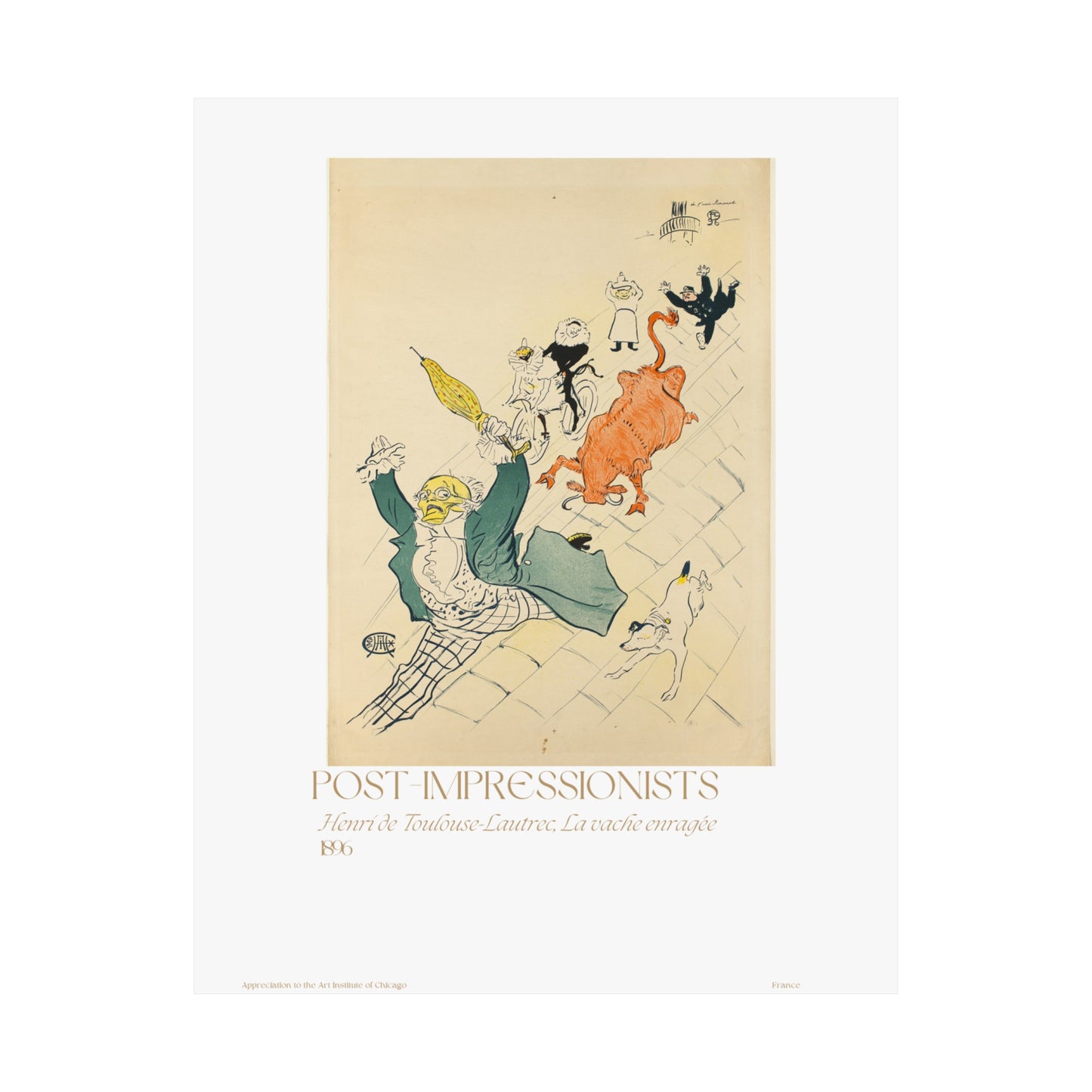 Henri de Toulouse-Lautrec, La vache enragée 1896 Vertical Poster