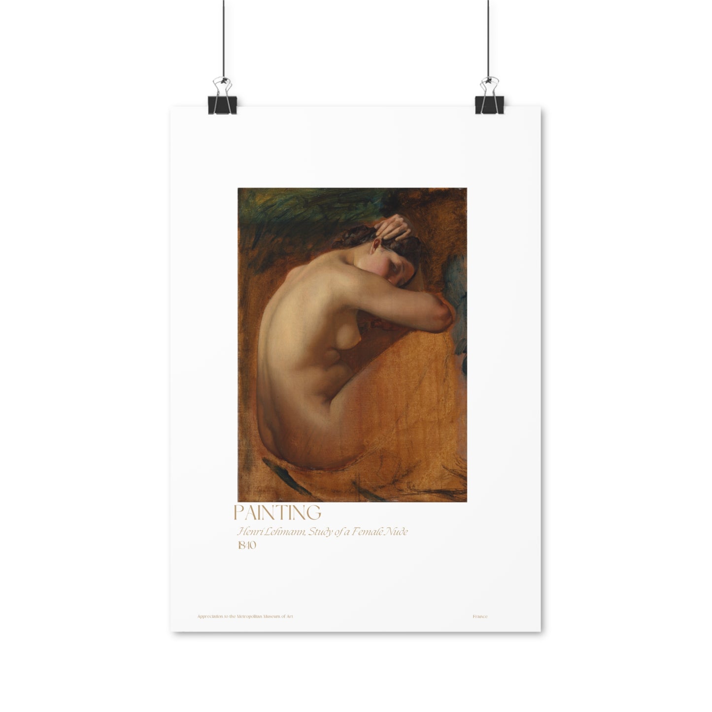 Henri Lehmann, Study of a Female Nude 1840 Vertical Posters EU