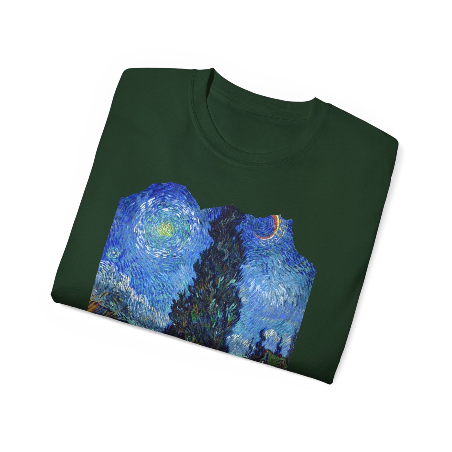 Camiseta de algodón ultradelgada de Vincent Van Gogh, Road with Cypresses and Star 1890 EU