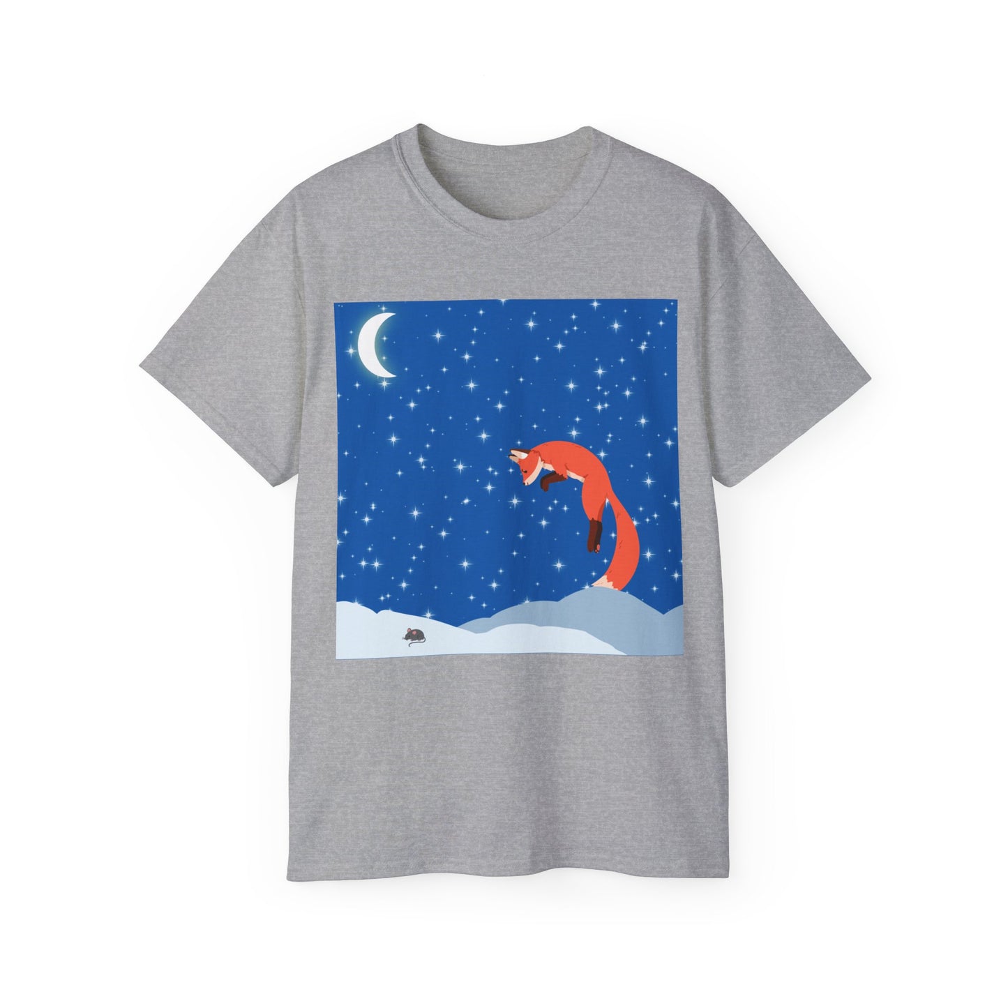 Camiseta unisex de algodón ultra fino Snow Jumping Fox 