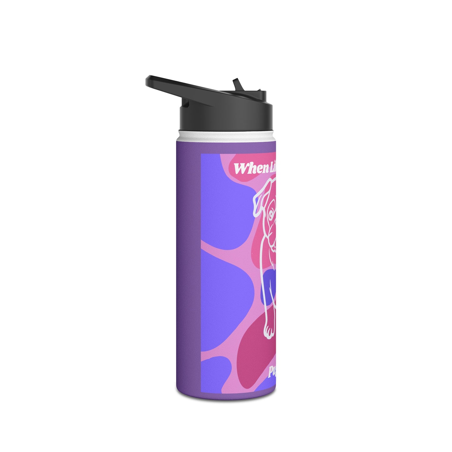 Charming Pug Stainless Steel Water Bottle, Standard Lid