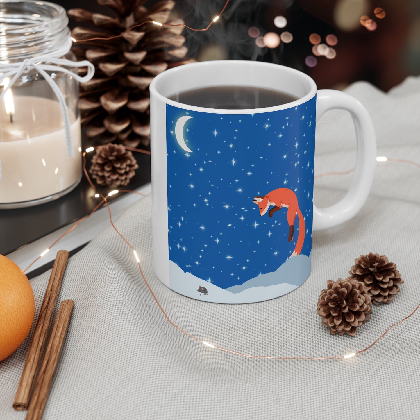 Snow Jumping Fox Mug 11oz