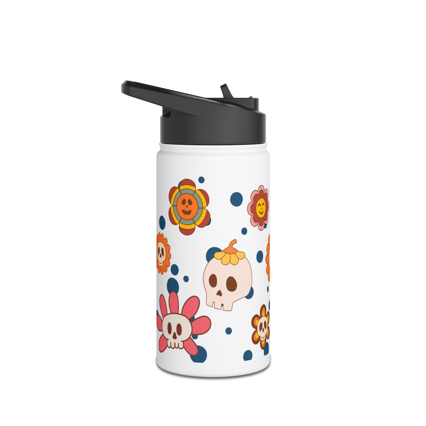 Halloween Flowers Stainless Steel Water Bottle, Standard Lid