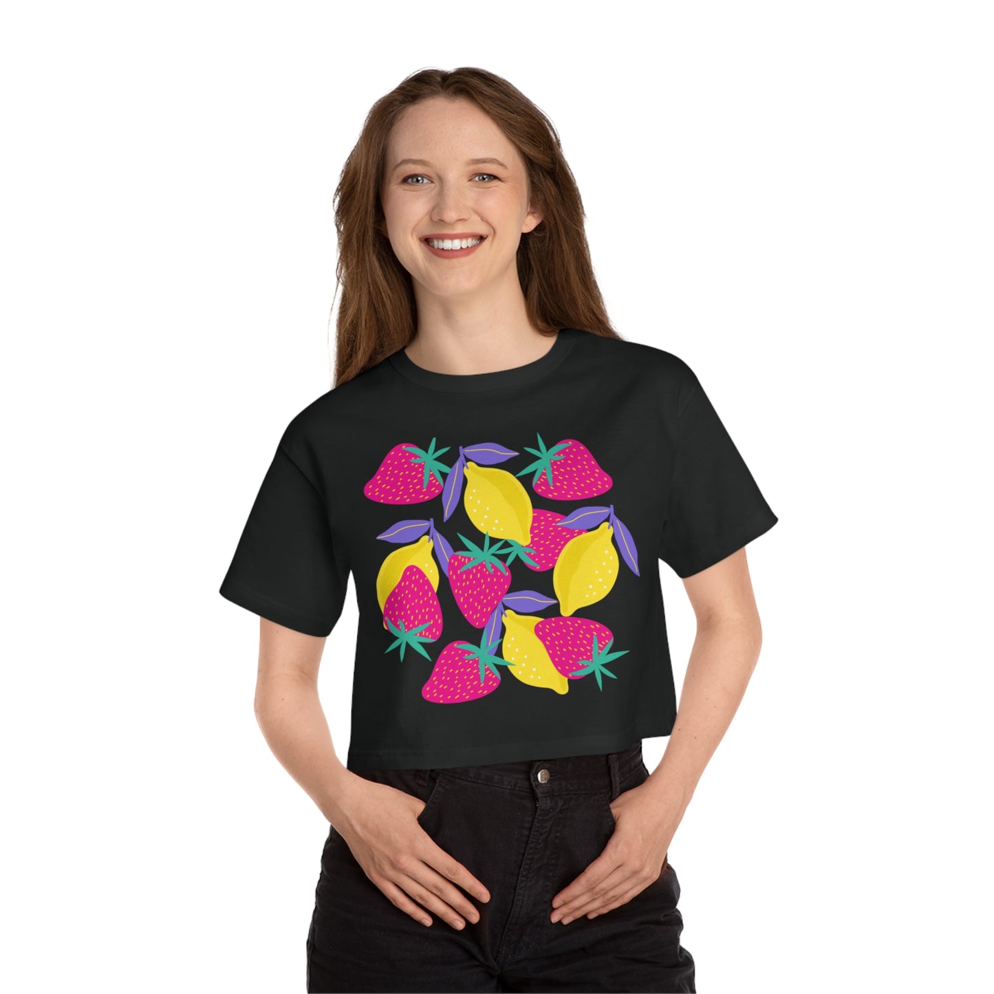 Lemons & Strawberries Champion Women's Heritage Cropped T-Shirt