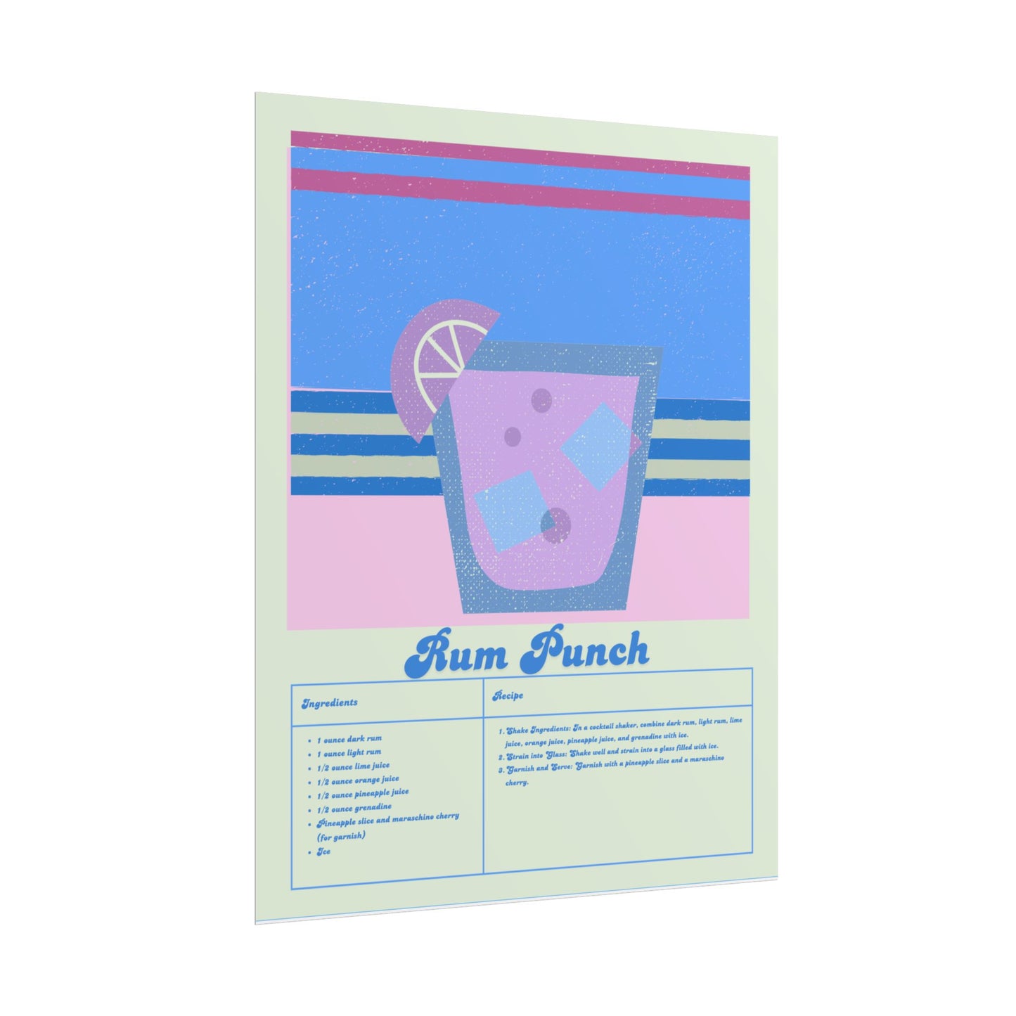 Rum Punch Illustration Vertical Poster SMALL EU