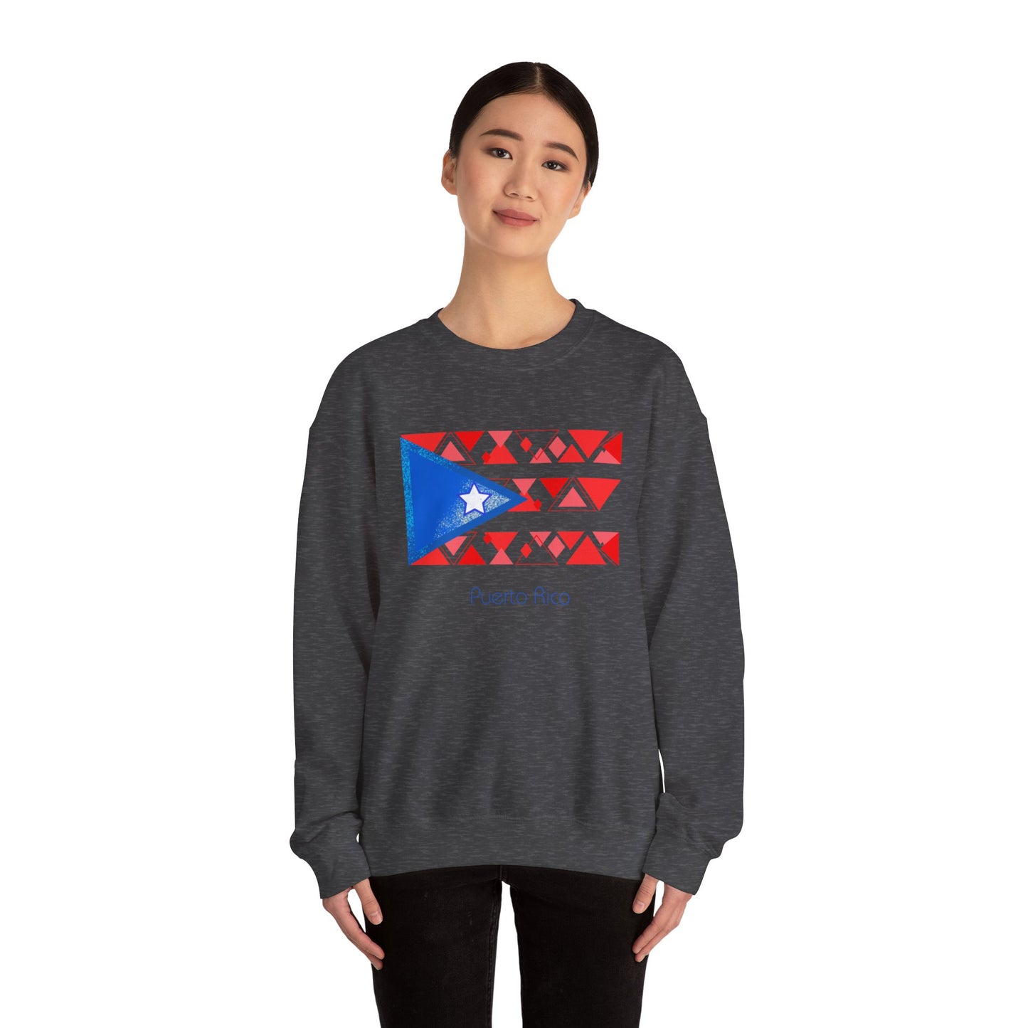 Sudadera unisex con cuello redondo y mezcla pesada Modern Puerto Rico