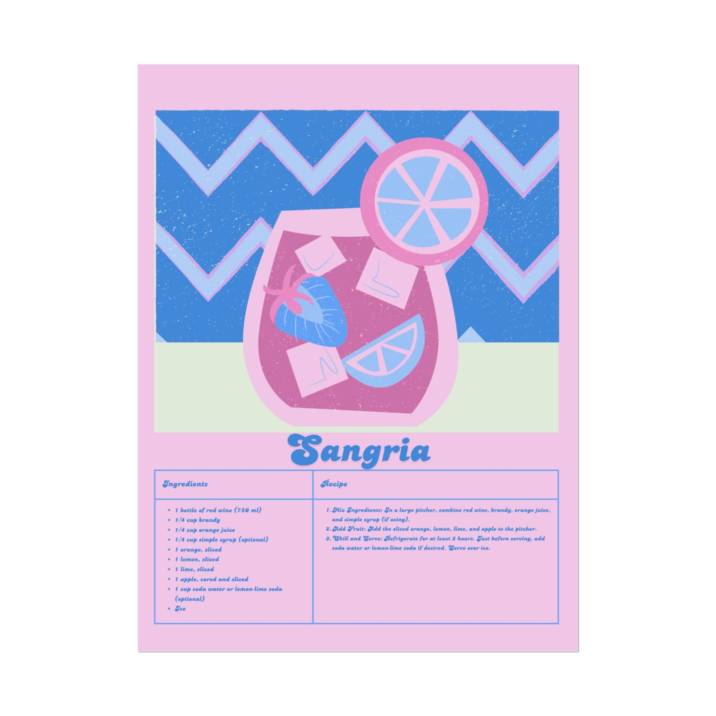 Sangria Illustration Vertical Poster LARGE EU