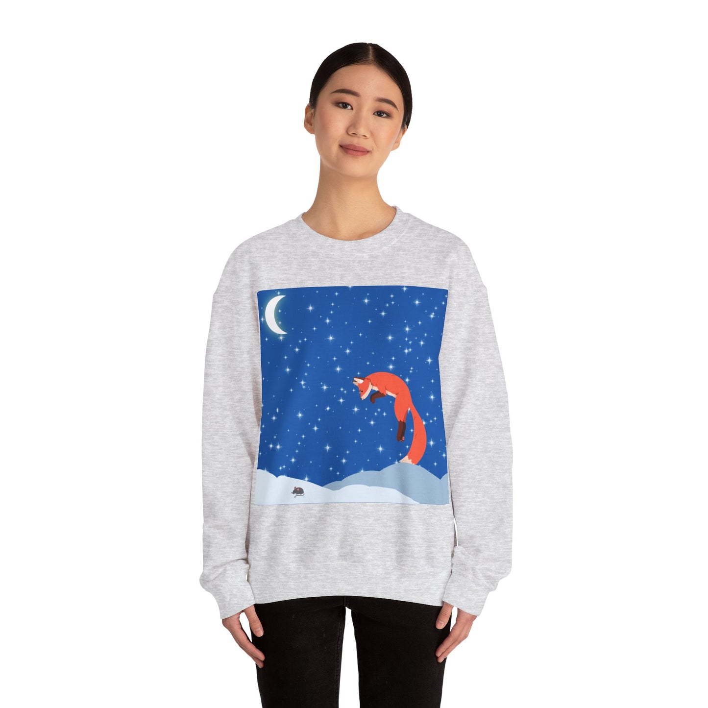 Snow Jumping Fox Unisex Heavy Blend™ Crewneck Sweatshirt EU