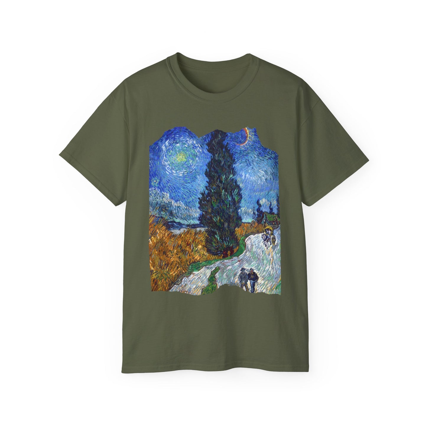 Camiseta de algodón ultradelgada de Vincent Van Gogh, Road with Cypresses and Star 1890 EU