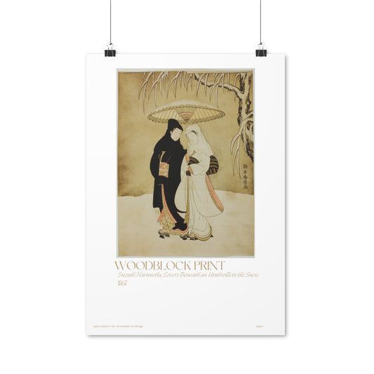 Suzuki Harunobu, Lovers Beneath an Umbrella in the Snow 1767 Vertical Poster EU