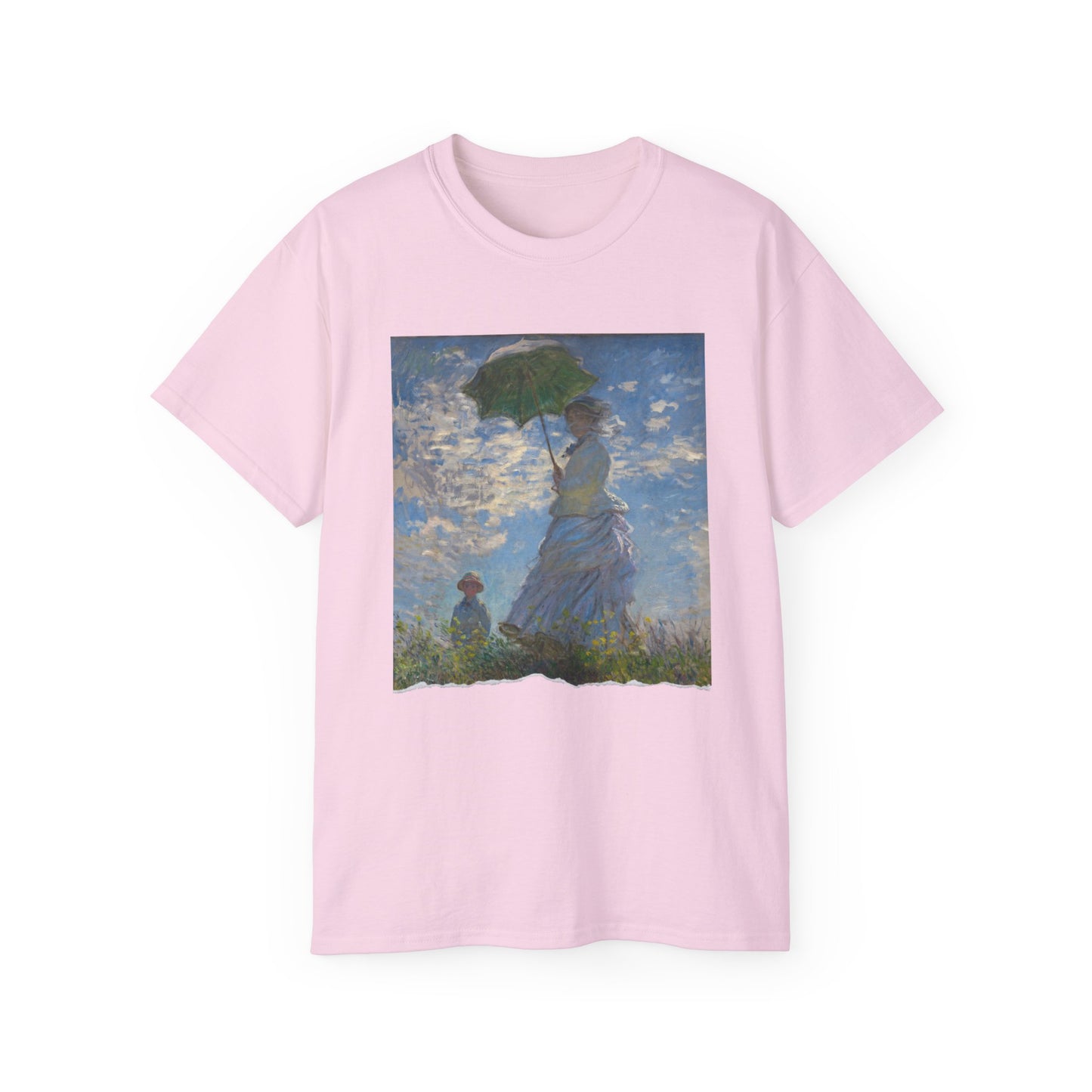 Camiseta de algodón ultrafino de la UE con el motivo Madame Monet y su hijo o El paseo de Claude Monet, 1875