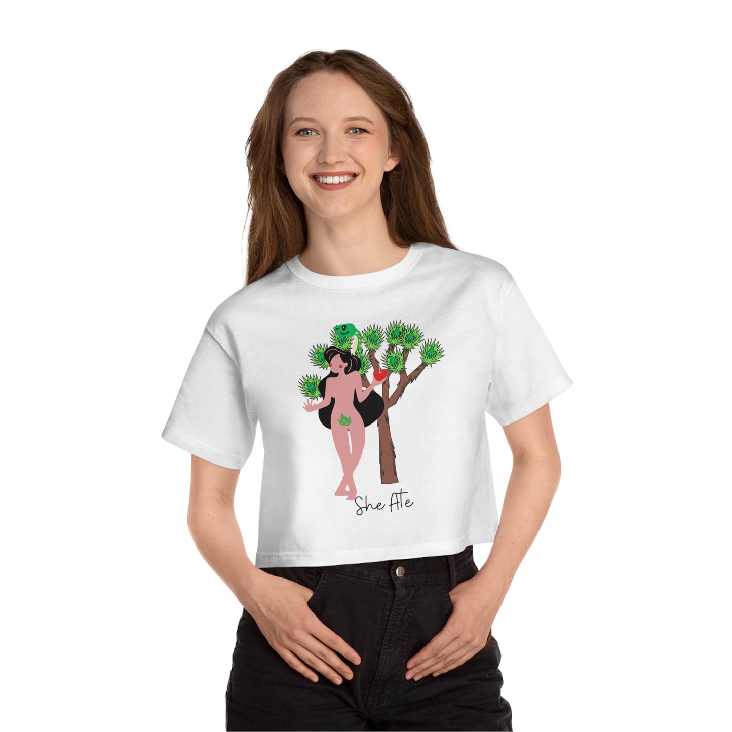 Eve She Ate Champion Women's Heritage Cropped T-Shirt