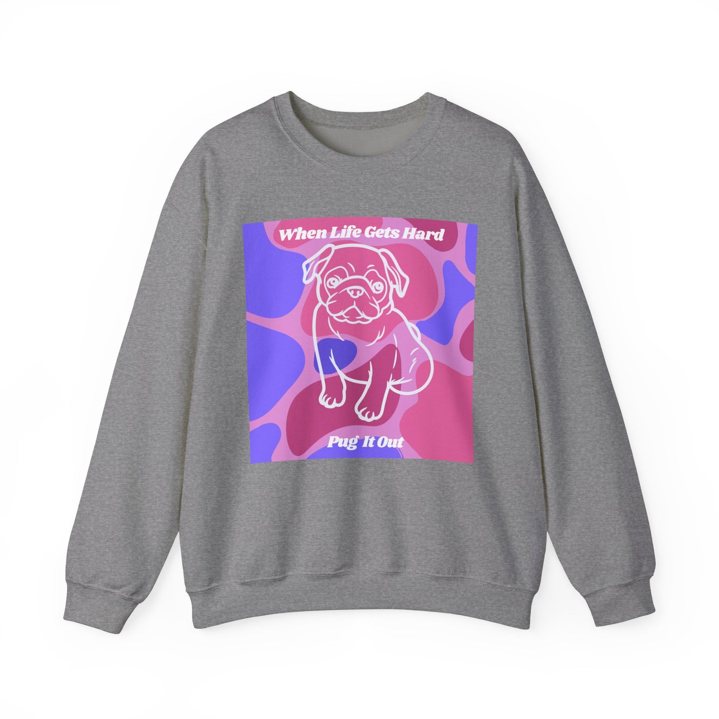 Sudadera unisex con cuello redondo y mezcla pesada de Pug encantadora 