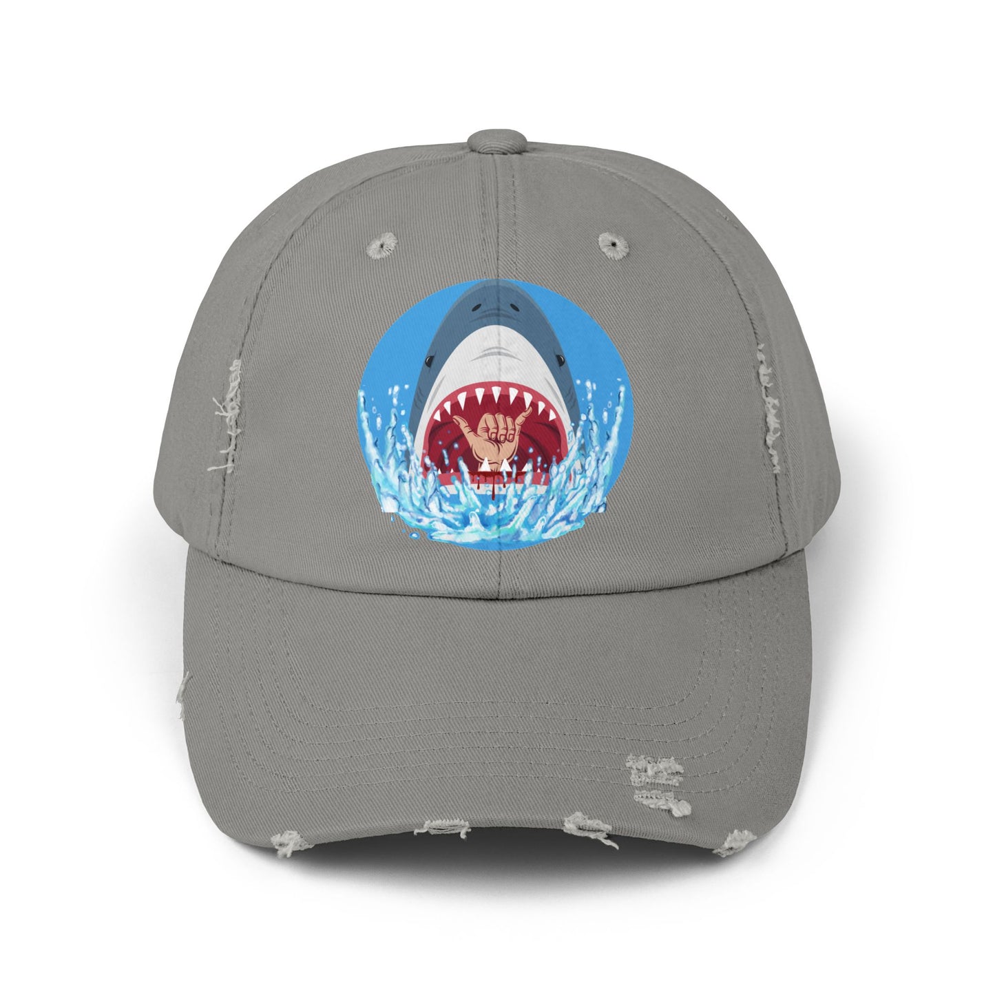 Surfin' Shark Unisex Distressed Cap