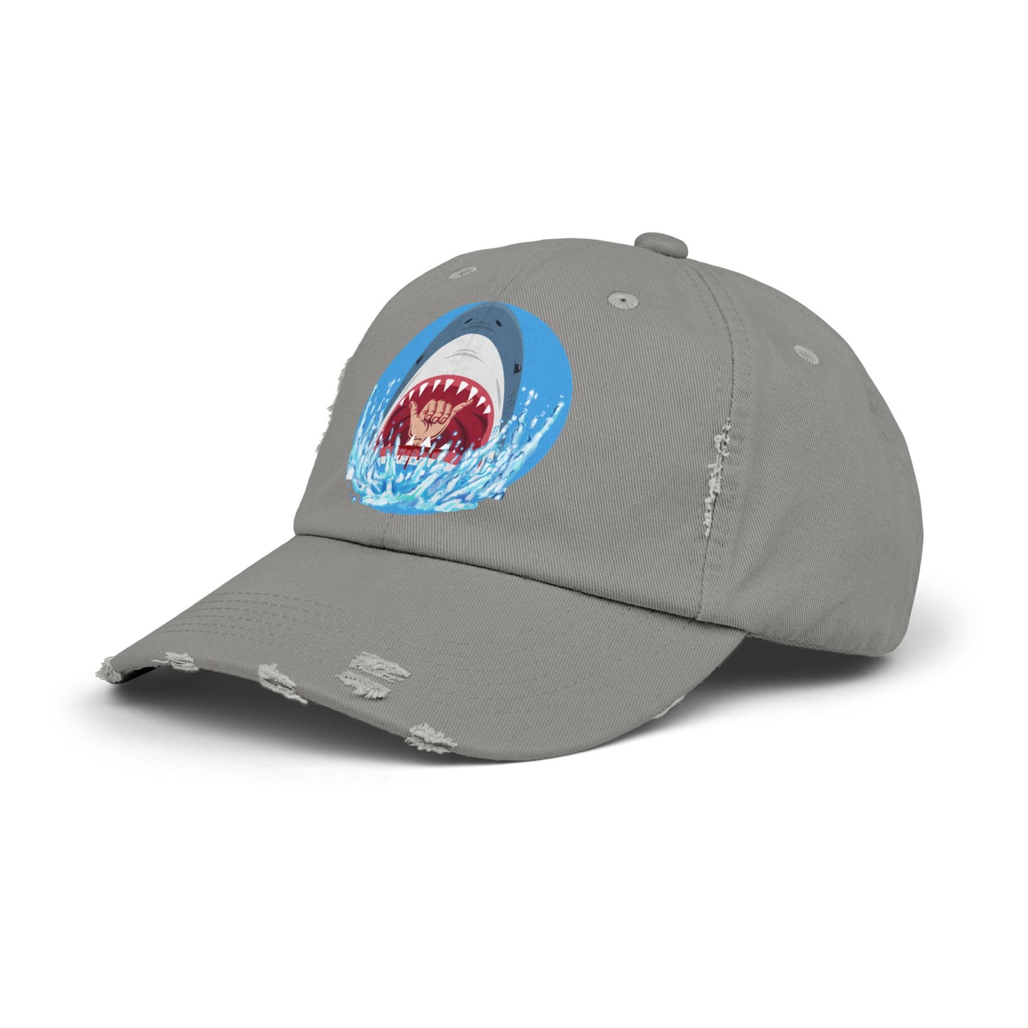 Surfin' Shark Unisex Distressed Cap