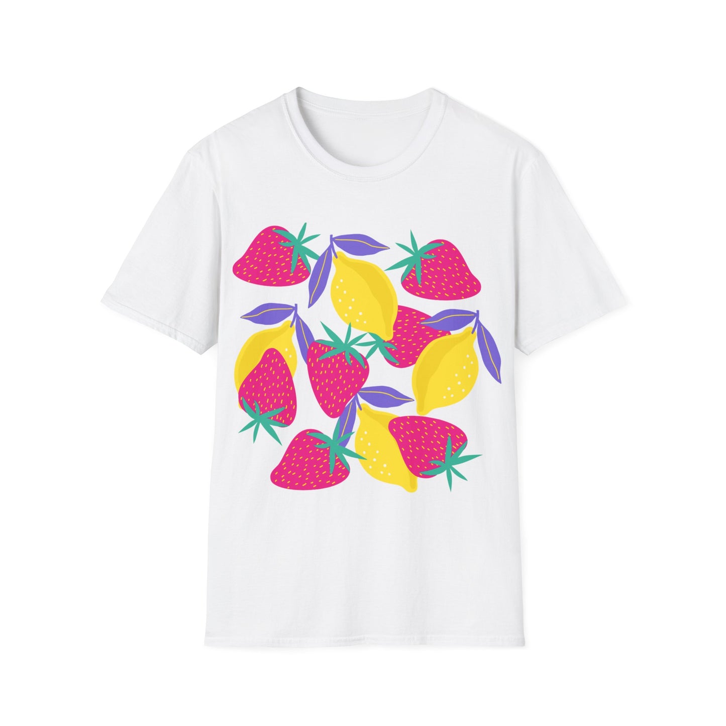 Camiseta unisex de estilo suave con limones y fresas de la UE