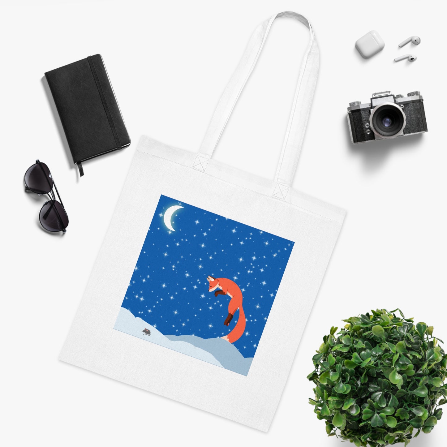 Snow Jumping Fox Tote Bag EU