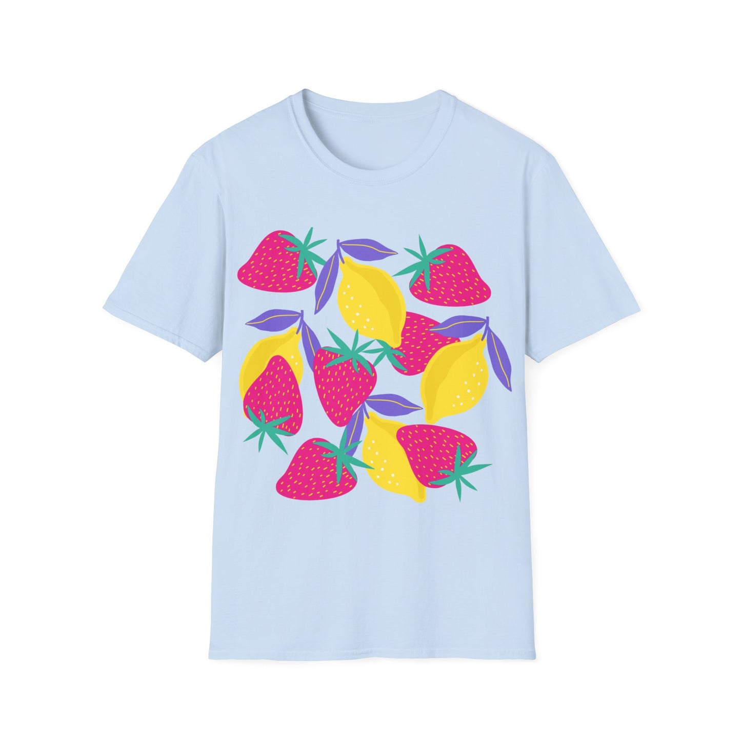 Camiseta unisex de estilo suave con limones y fresas de la UE