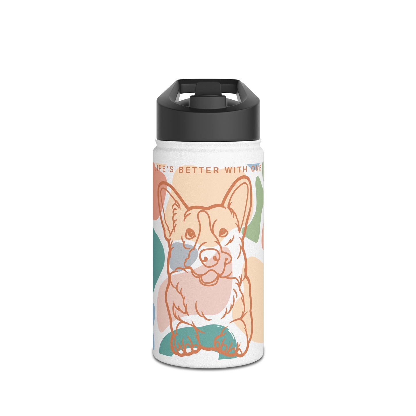 Cute Corgi Stainless Steel Water Bottle, Standard Lid