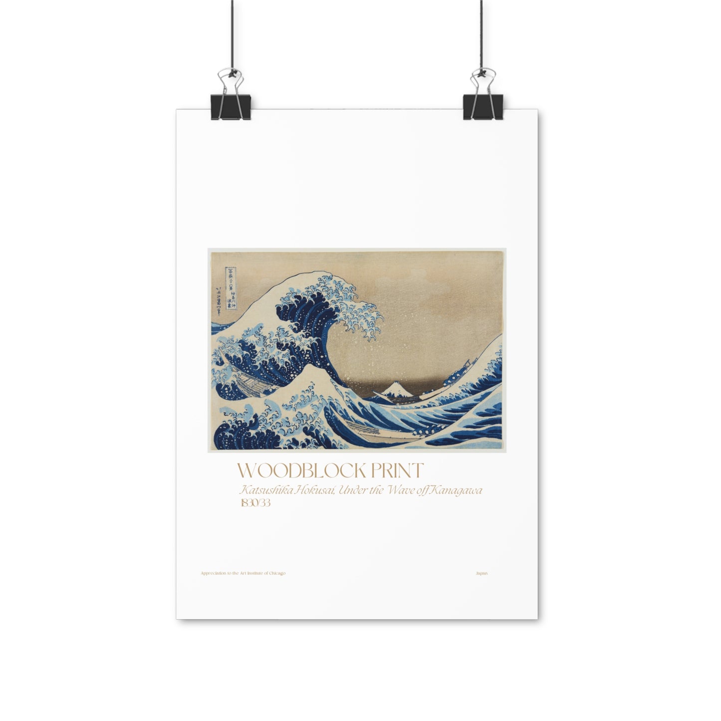 Katsushika Hokusai, Under the Wave off Kanagawa Japan1830/33 Vertical Poster EU