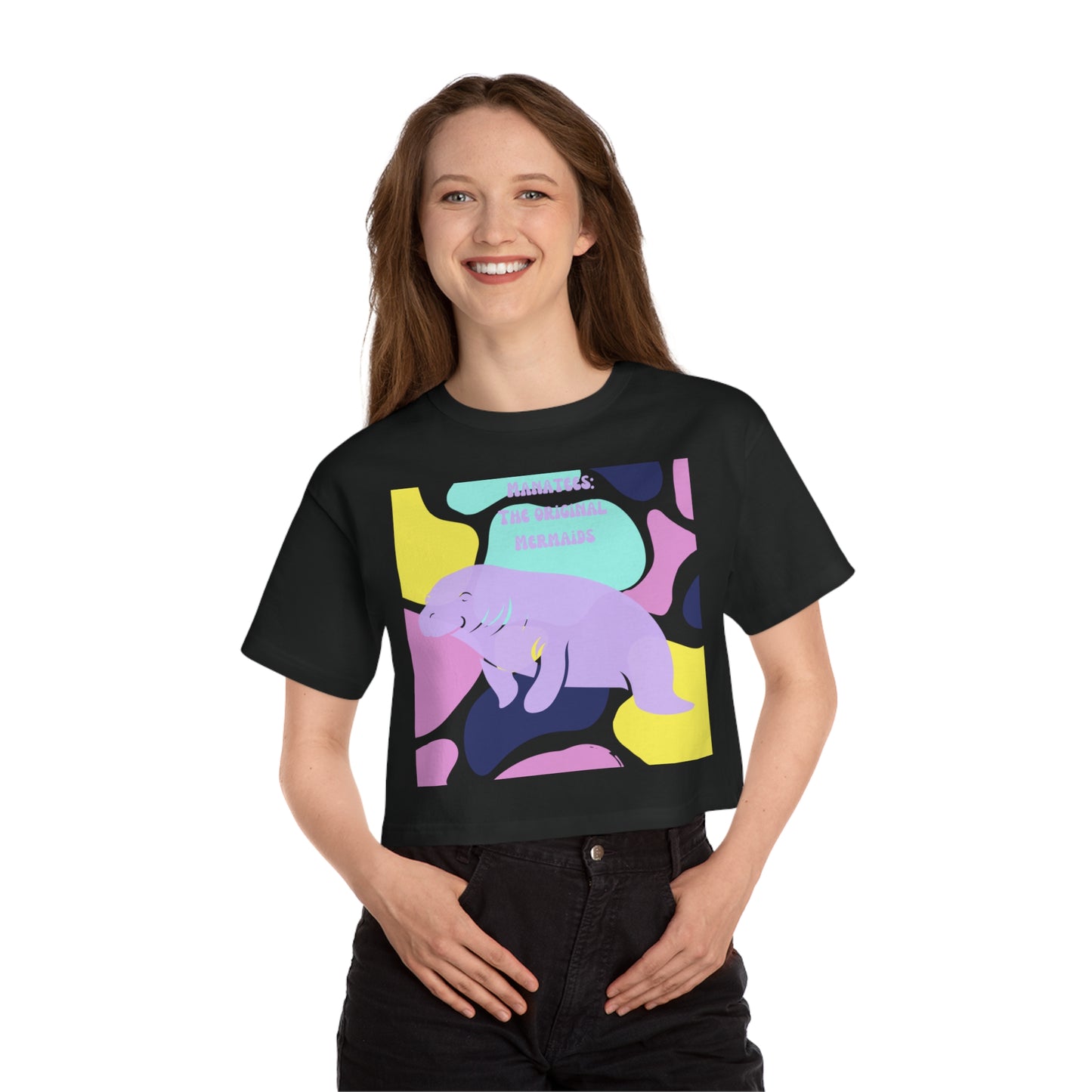 The Original Mermaid Manatee Champion Women's Heritage Cropped T-Shirt