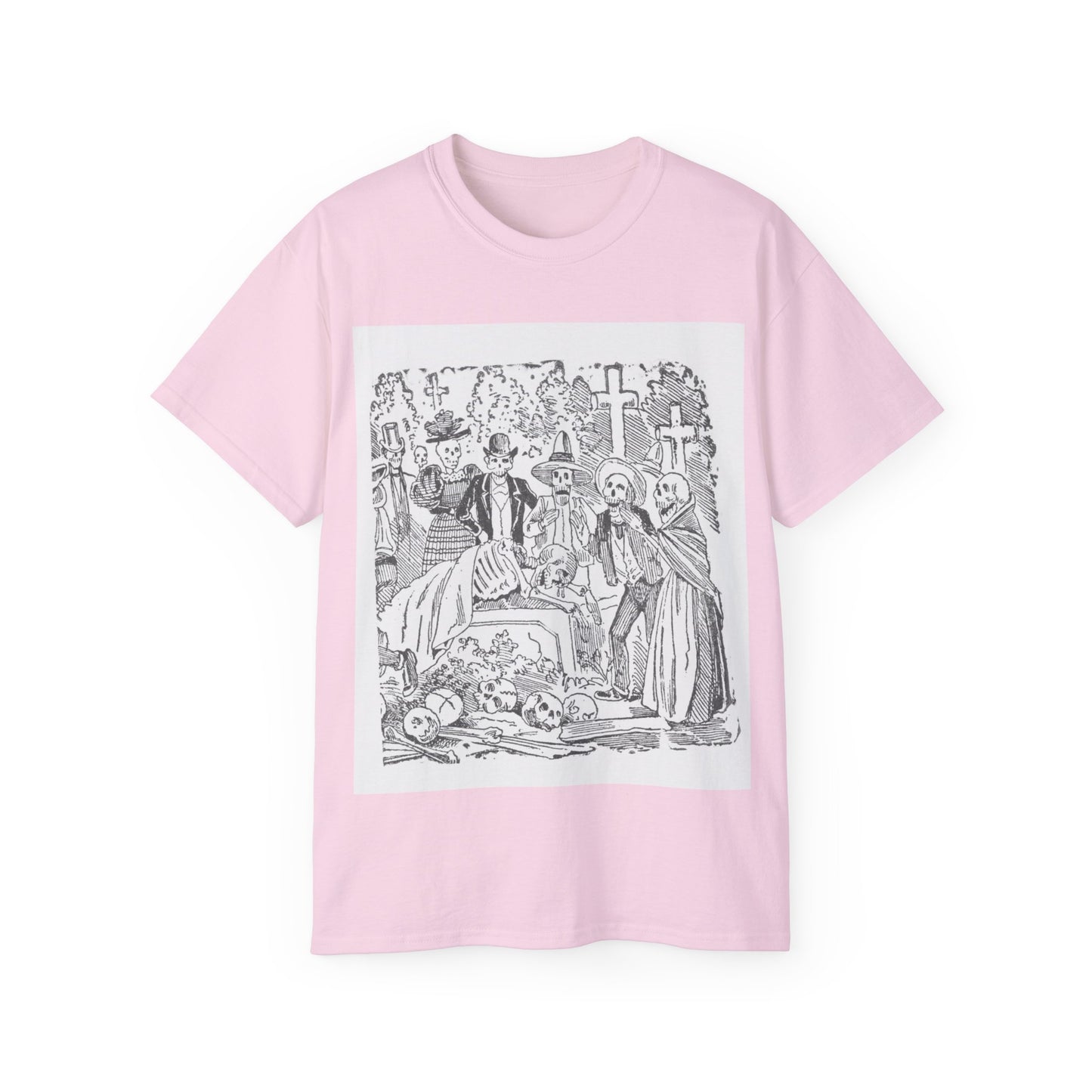 José Guadalupe Posada A Skeleton with a Sheet Crying in a Cemetery 1880-1910 Unisex Ultra Cotton Tee