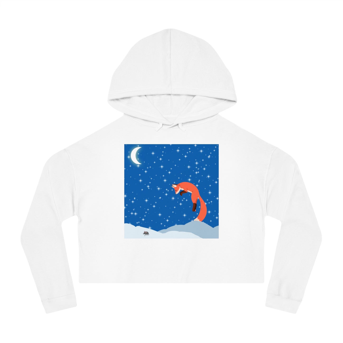 Snow Jumping Fox Crop Hoodie