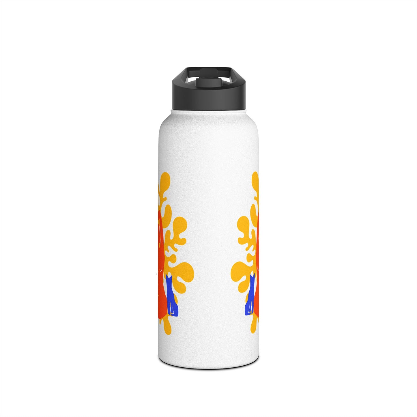 Woman, Plant, and Cat Stainless Steel Water Bottle, Standard Lid