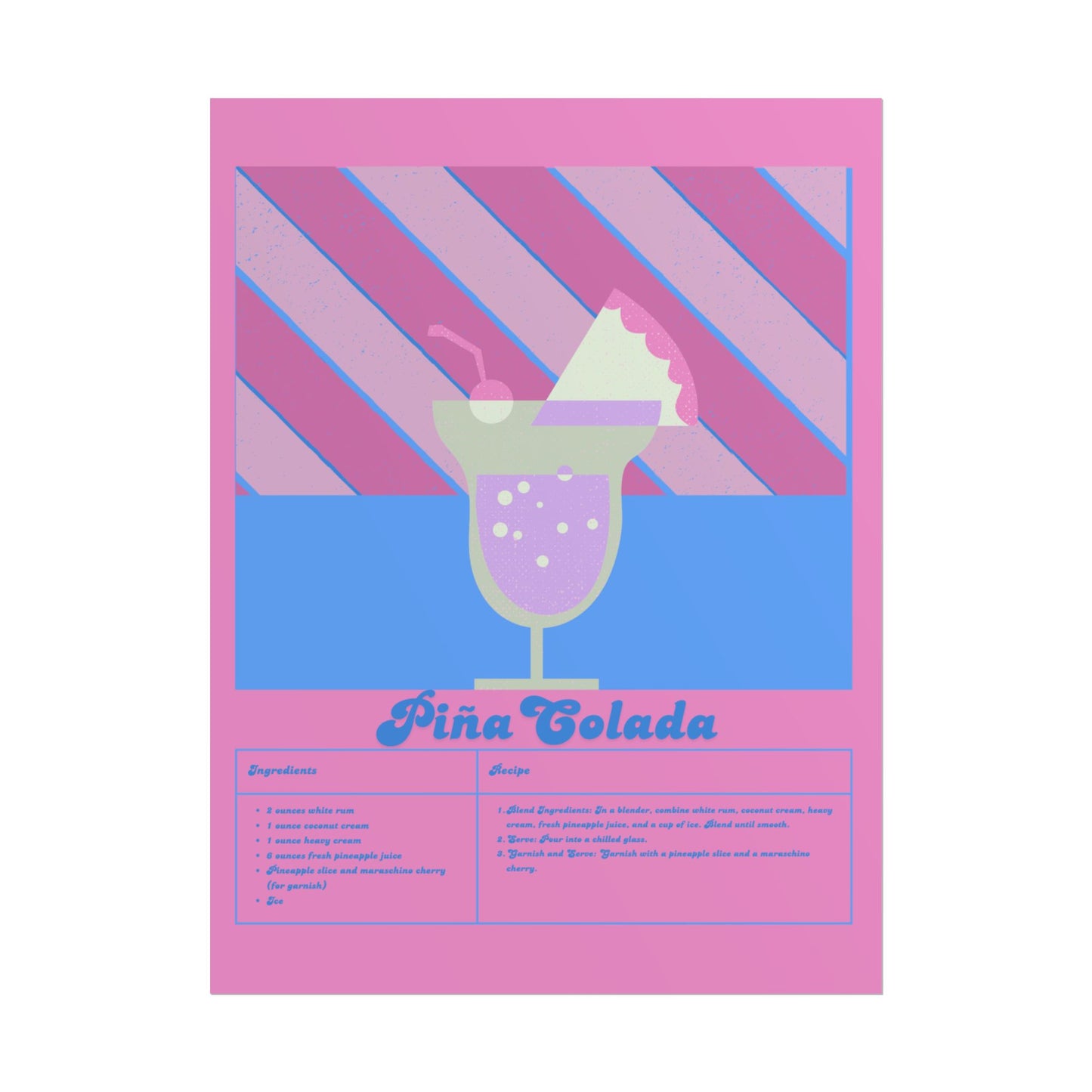 Pina Colada Illustration Vertical Poster LARGE EU