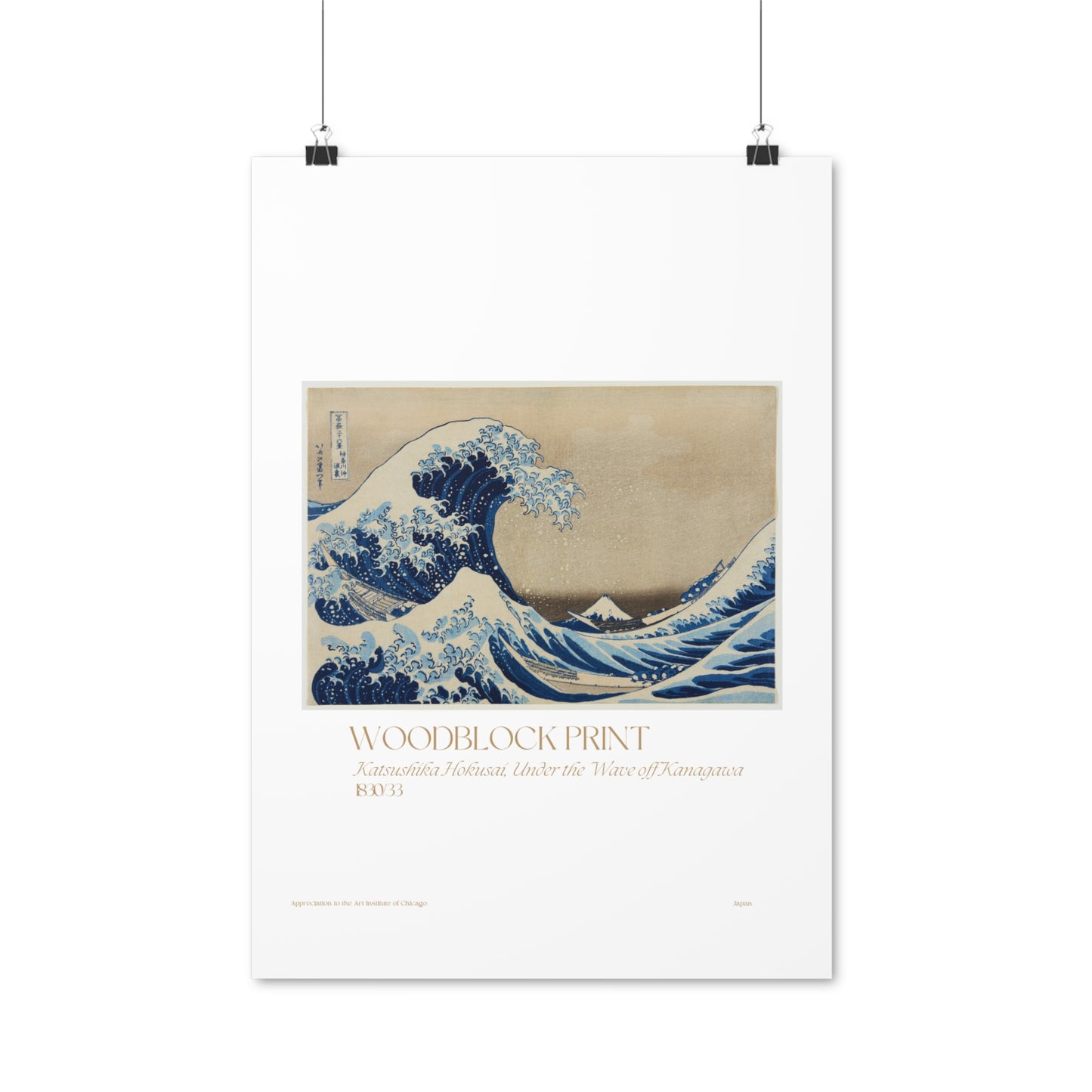 Katsushika Hokusai, Under the Wave off Kanagawa Japan1830/33 Vertical Poster EU