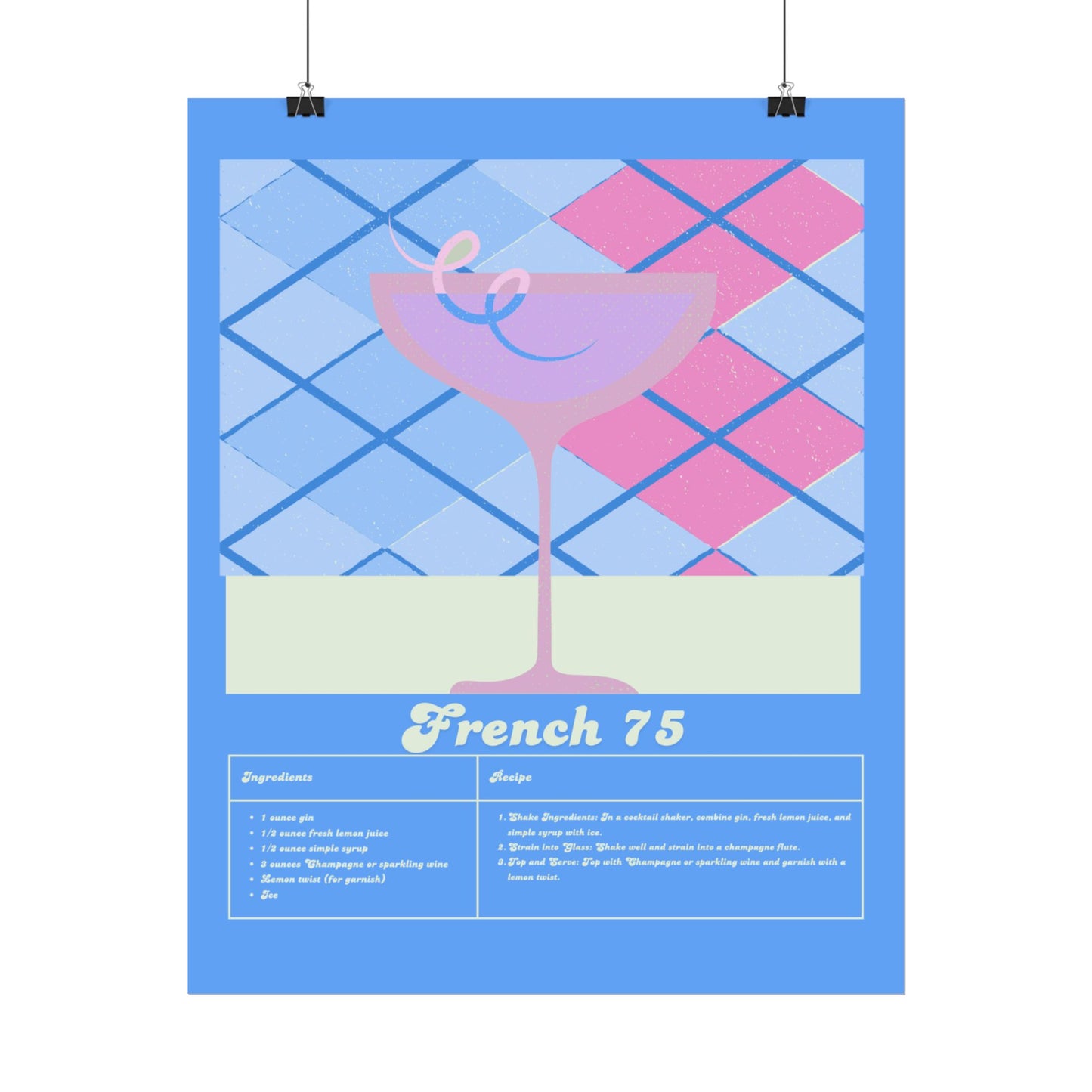 French 75 Illustration Vertical Poster SMALL EU