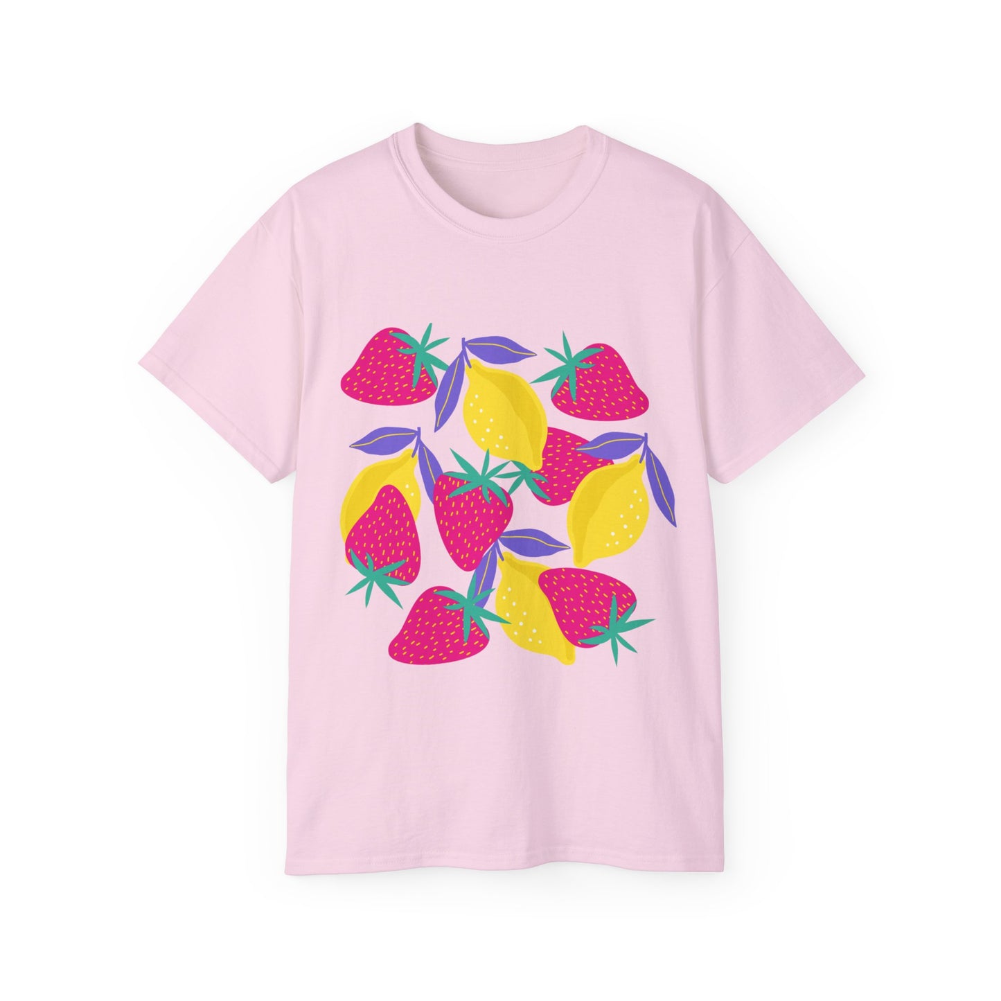 Camiseta unisex de algodón ultrafino con limones y fresas