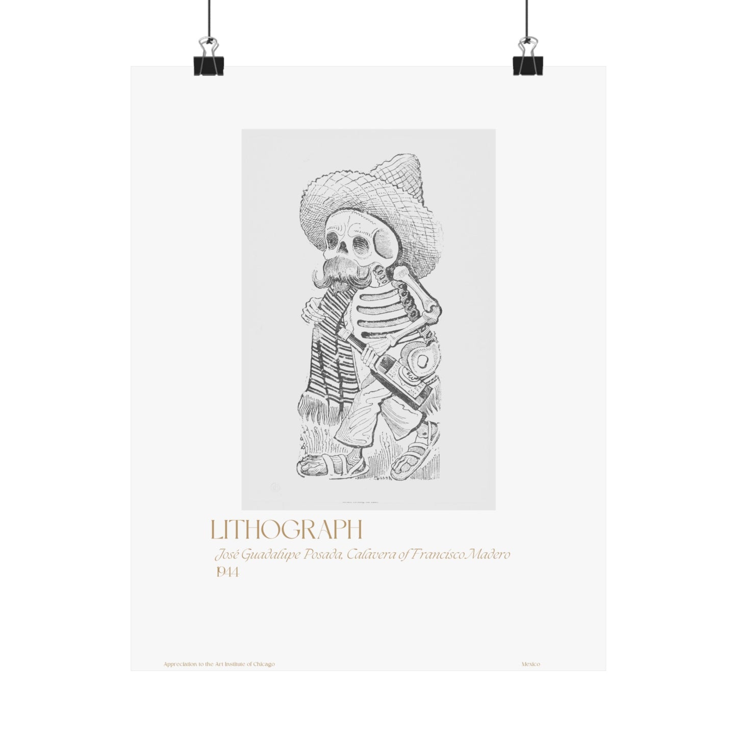 José Guadalupe Posada, Calavera of Francisco Madero 1944 Vertical Poster