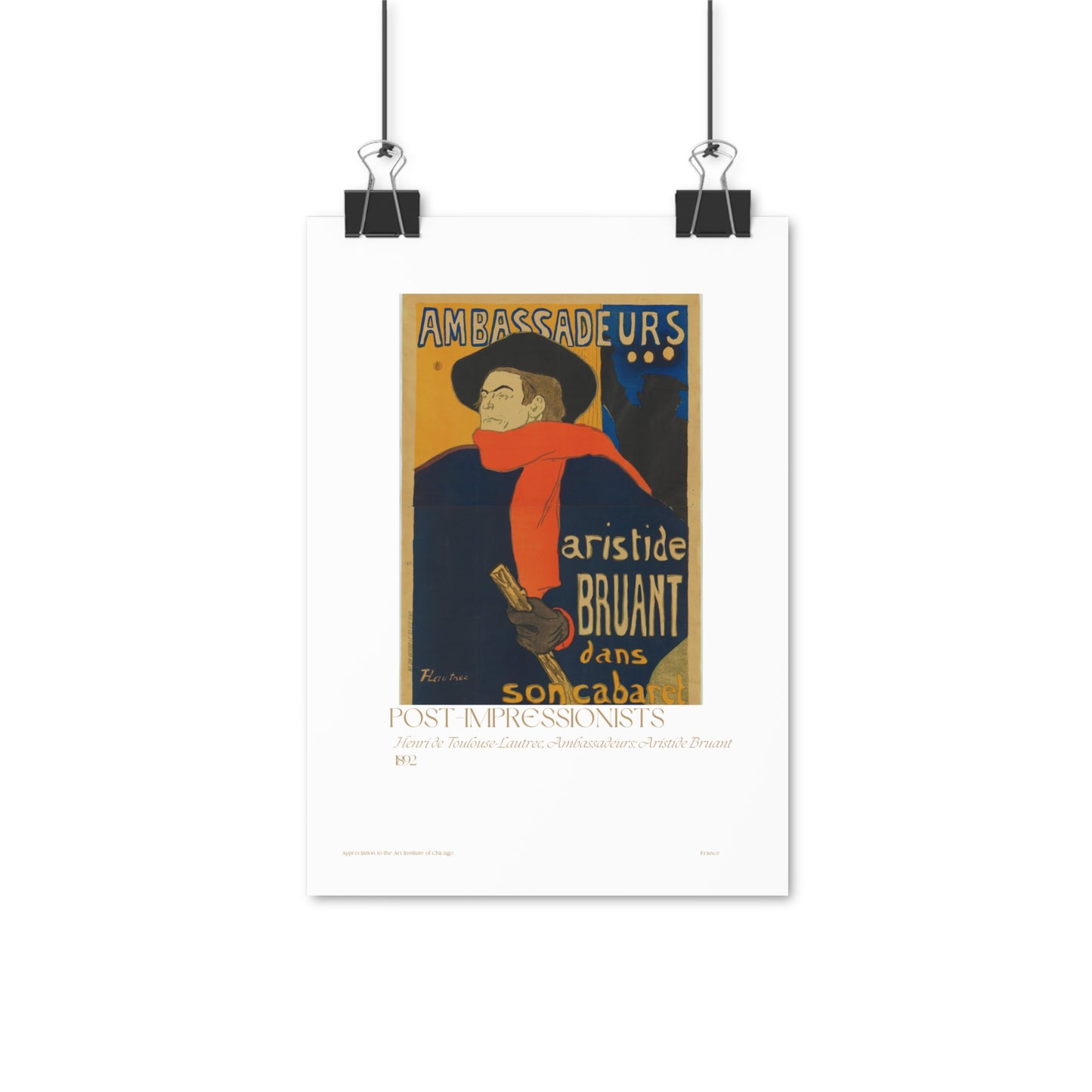 Henri de Toulouse-Lautrec, Ambassadeurs: Aristide Bruant 1892 Vertical Poster EU