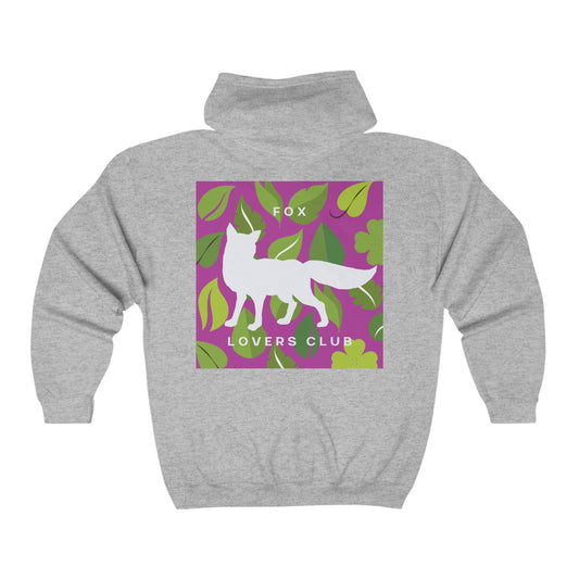 Sudadera unisex con capucha y cremallera completa de mezcla pesada Fox Lovers Club