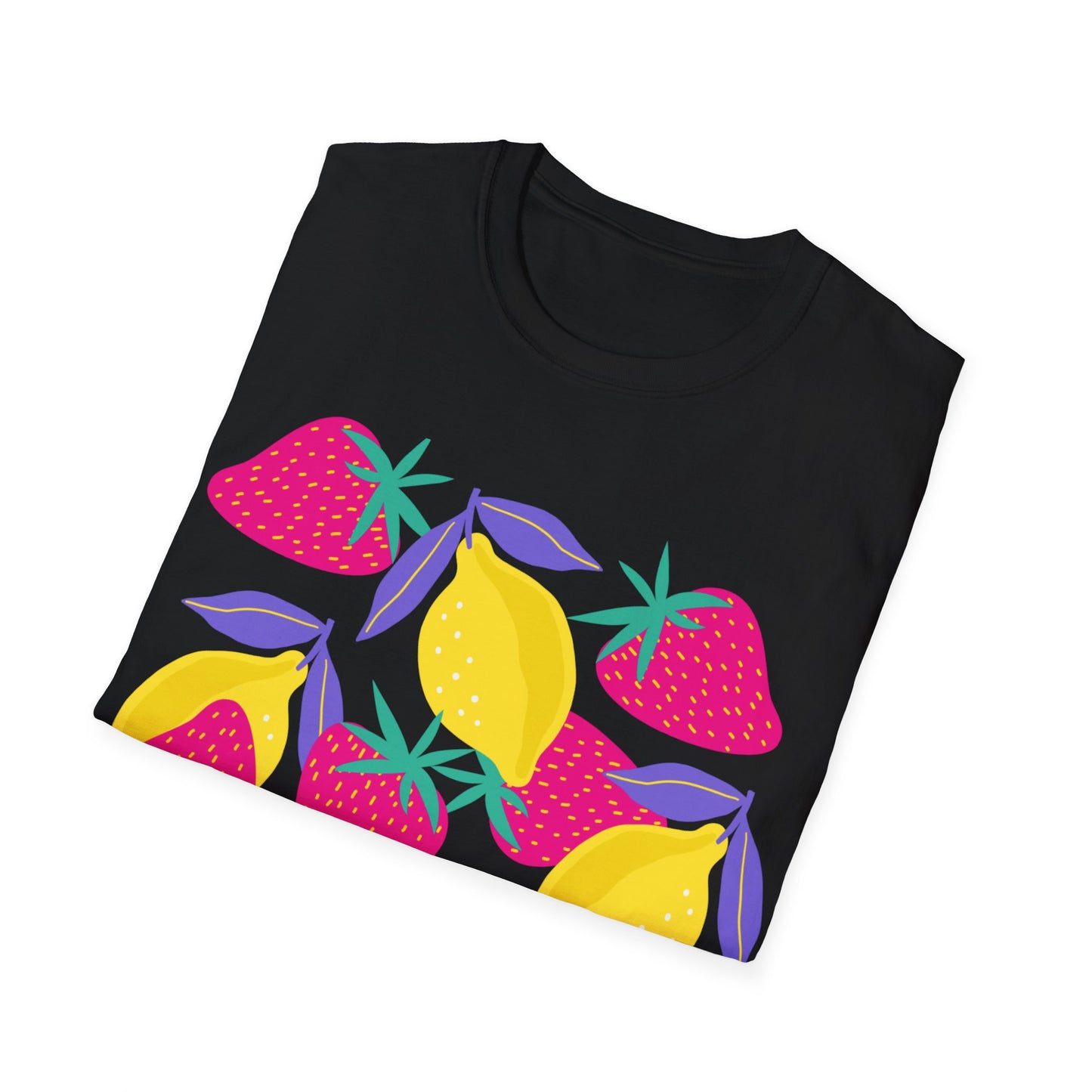 Camiseta unisex de estilo suave con limones y fresas de la UE