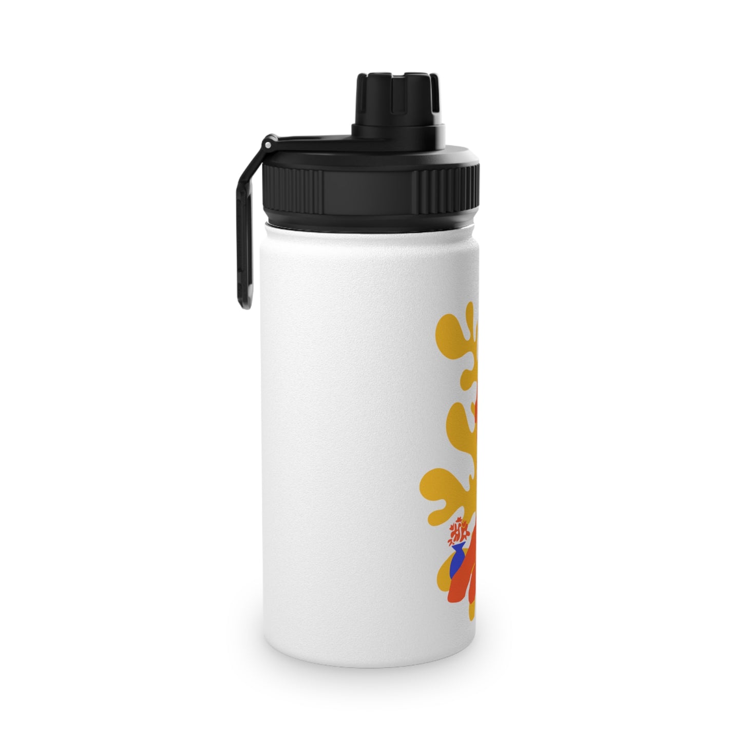 Woman, Cat, and Plant Steel Water Bottle, Standard Lid EU