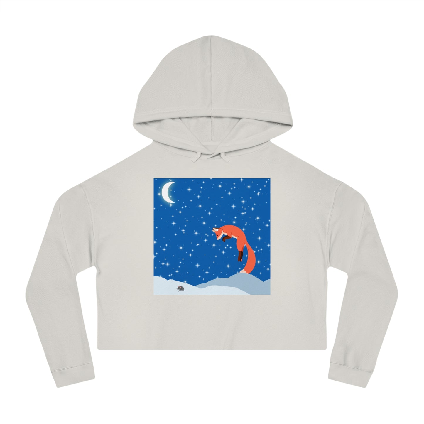 Snow Jumping Fox Crop Hoodie