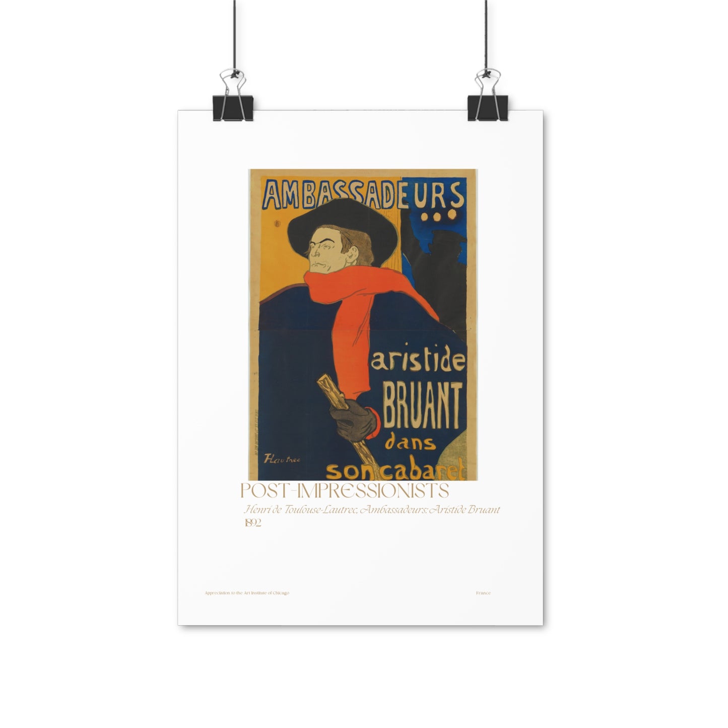 Henri de Toulouse-Lautrec, Ambassadeurs: Aristide Bruant 1892 Vertical Poster EU