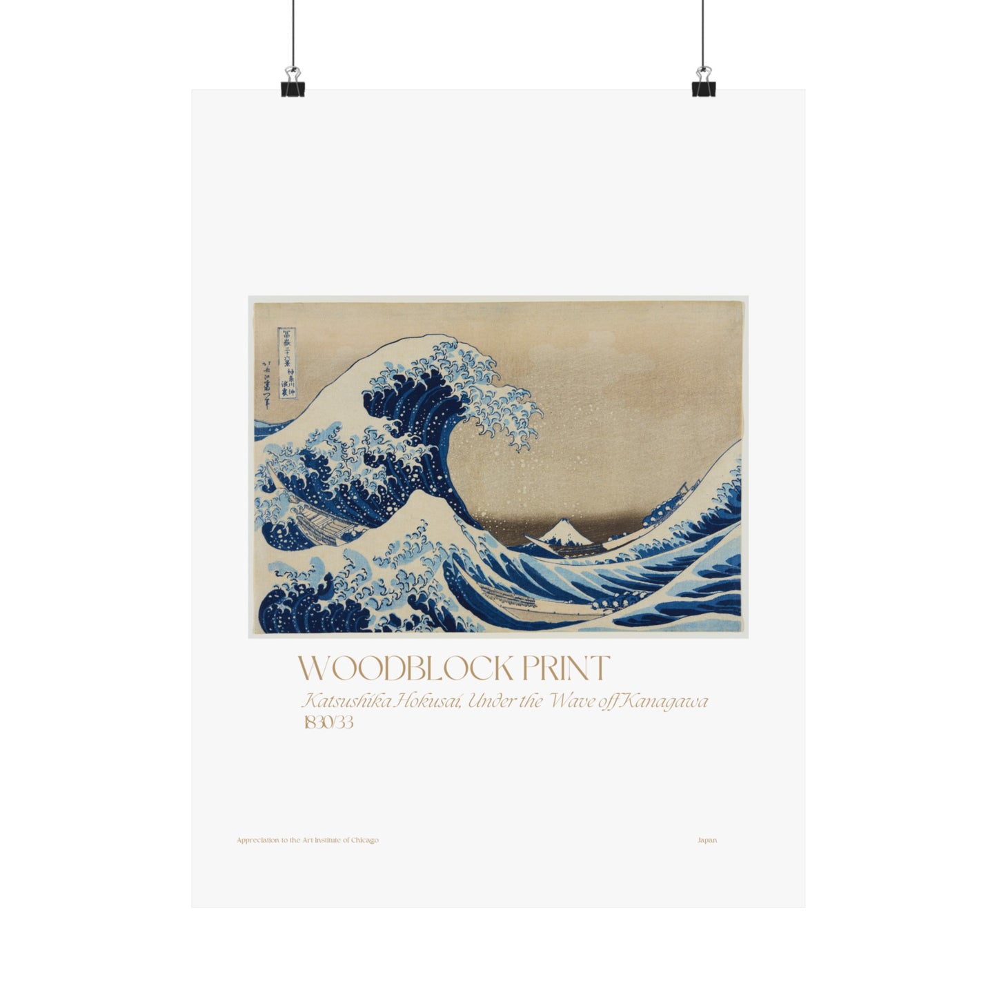 Katsushika Hokusai, Under the Wave off Kanagawa Japan1830/33 Vertical Poster